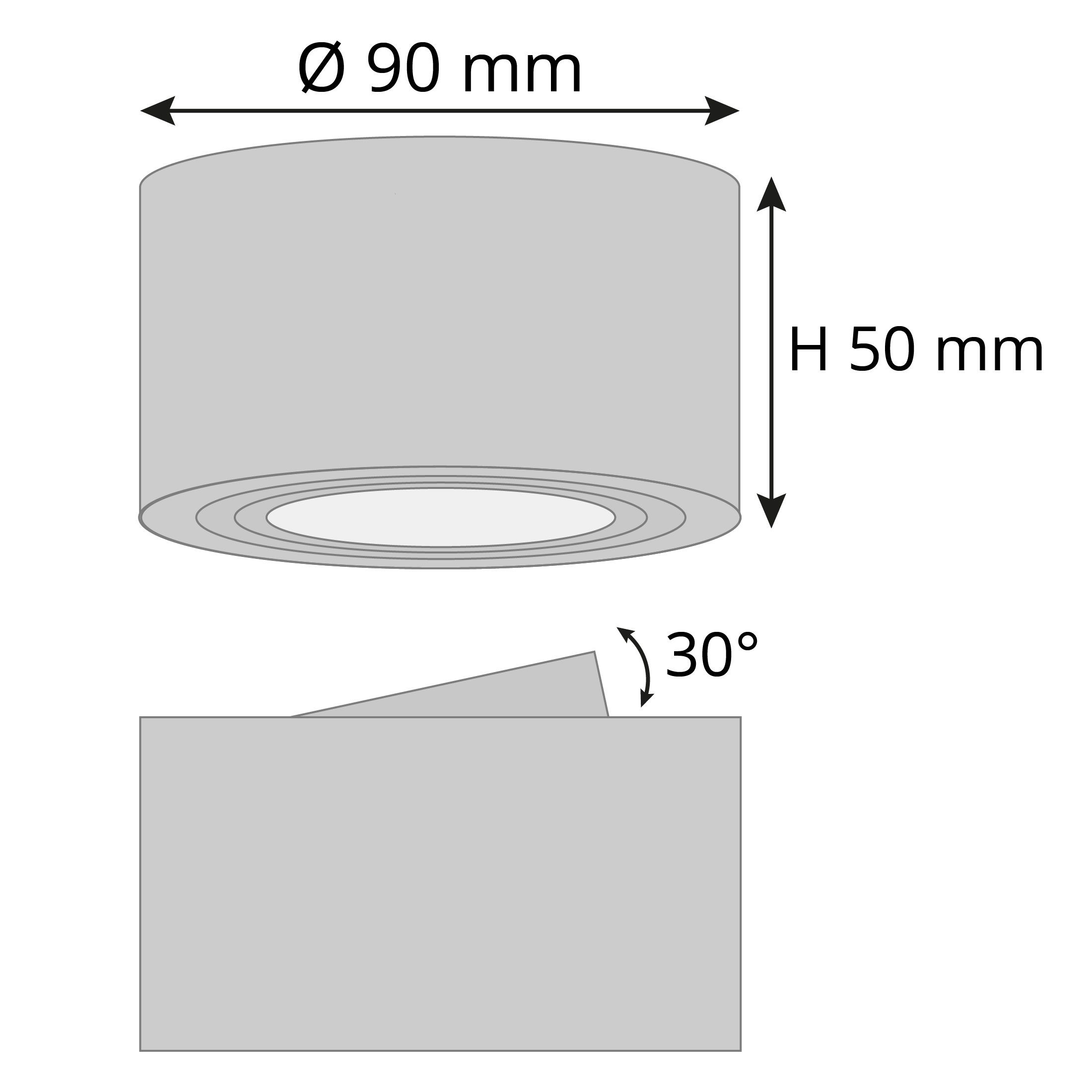 SSC-LUXon Aufbauleuchte Flacher Deckenspot Aufbauspot dimmbarer Warmweiß mit schwenkbar Alu LED