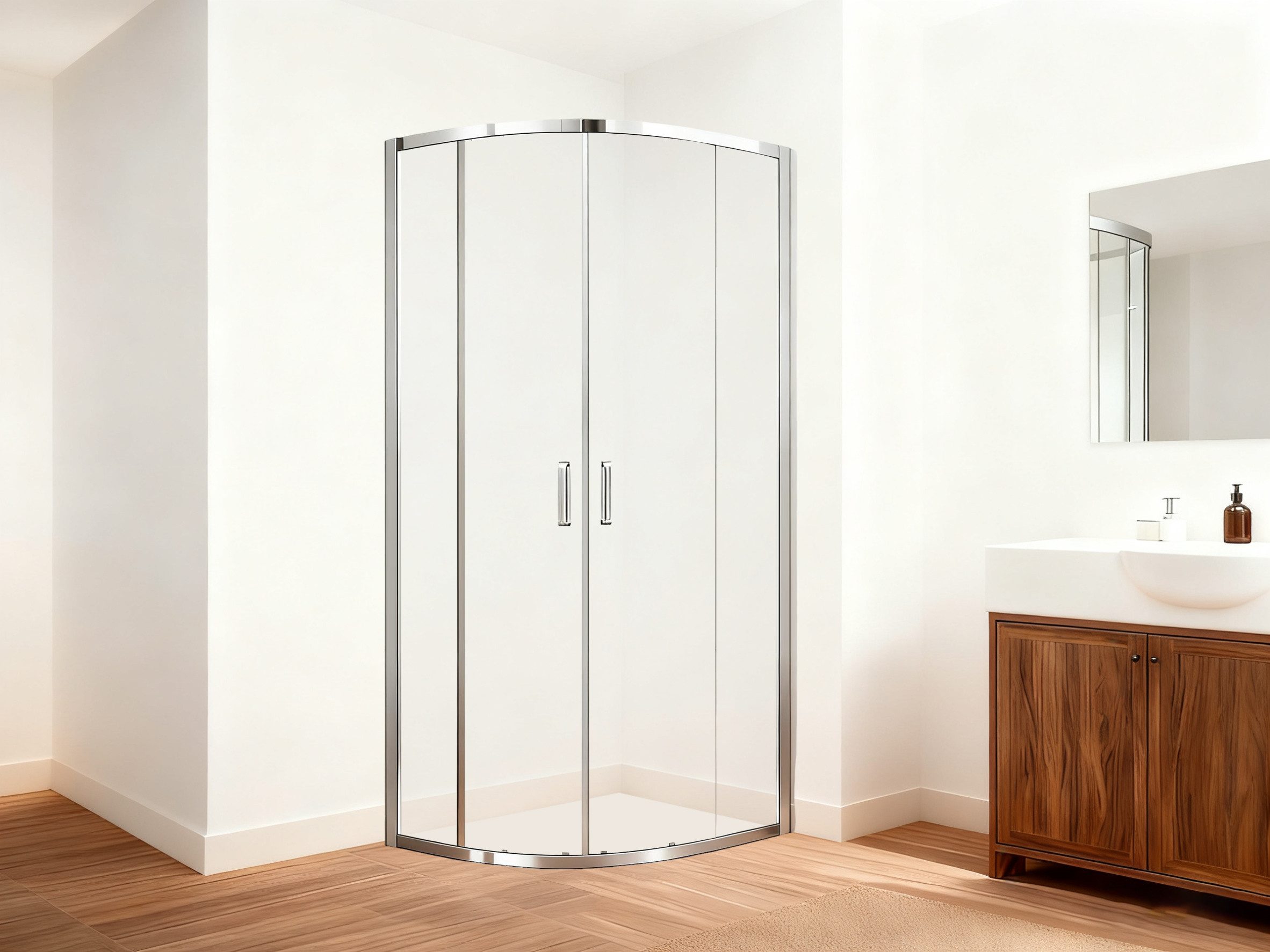 welltime Runddusche, Einscheibensicherheitsglas, Der Klassiker mit verbessertem Rahmen und neuem Rollensystem