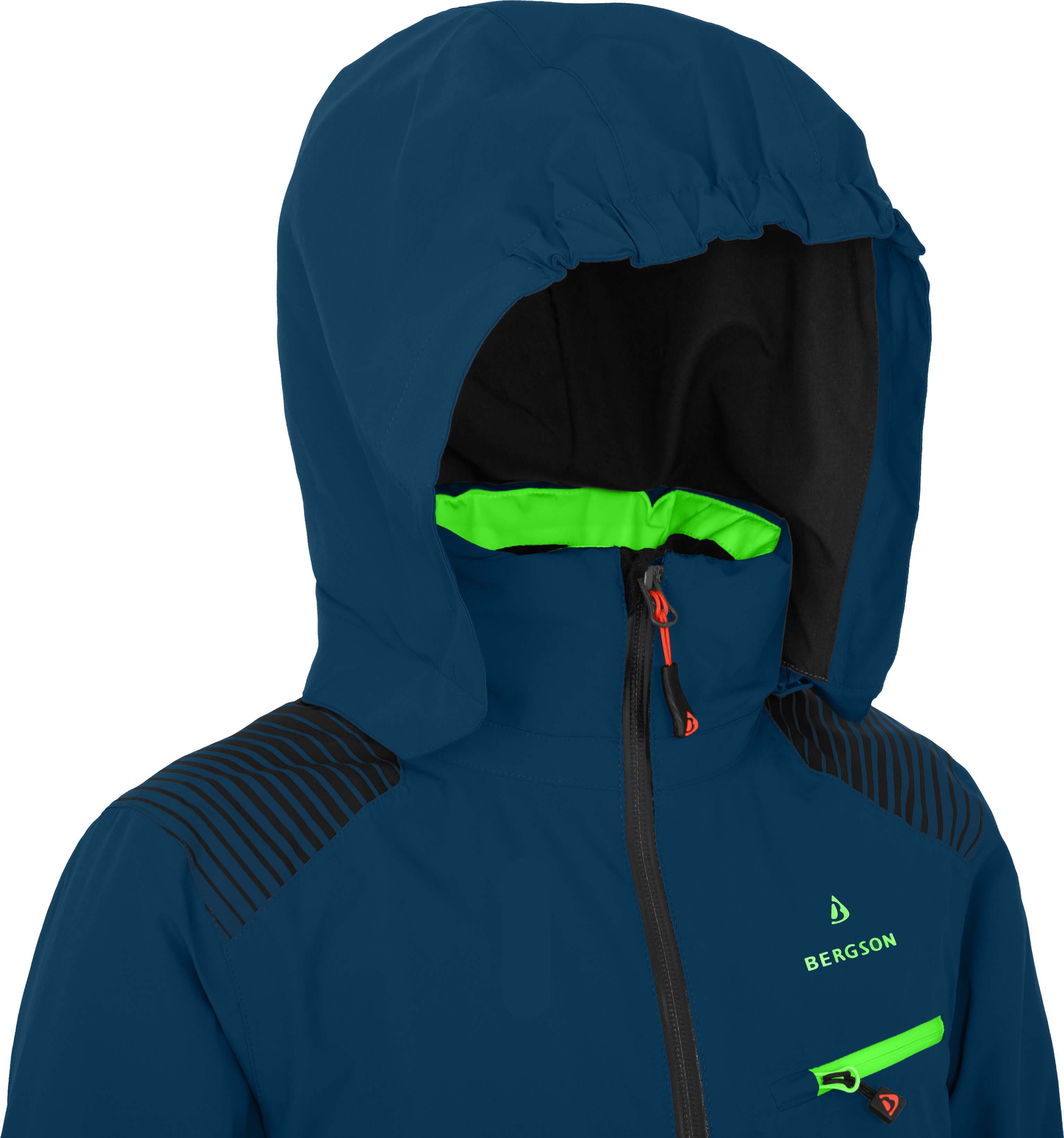 Bergson Skijacke VEIKO Kinder Skijacke, warm, funktional und stylisch, Normalgrößen, dunkel