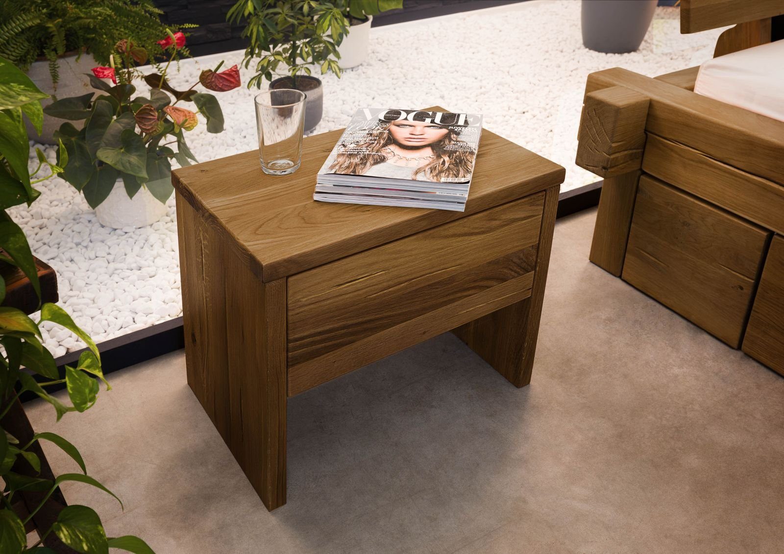 Massivmoebel24 Nachttisch JANGALI (Nachttisch Wildeiche 50x35x40 günstig online kaufen