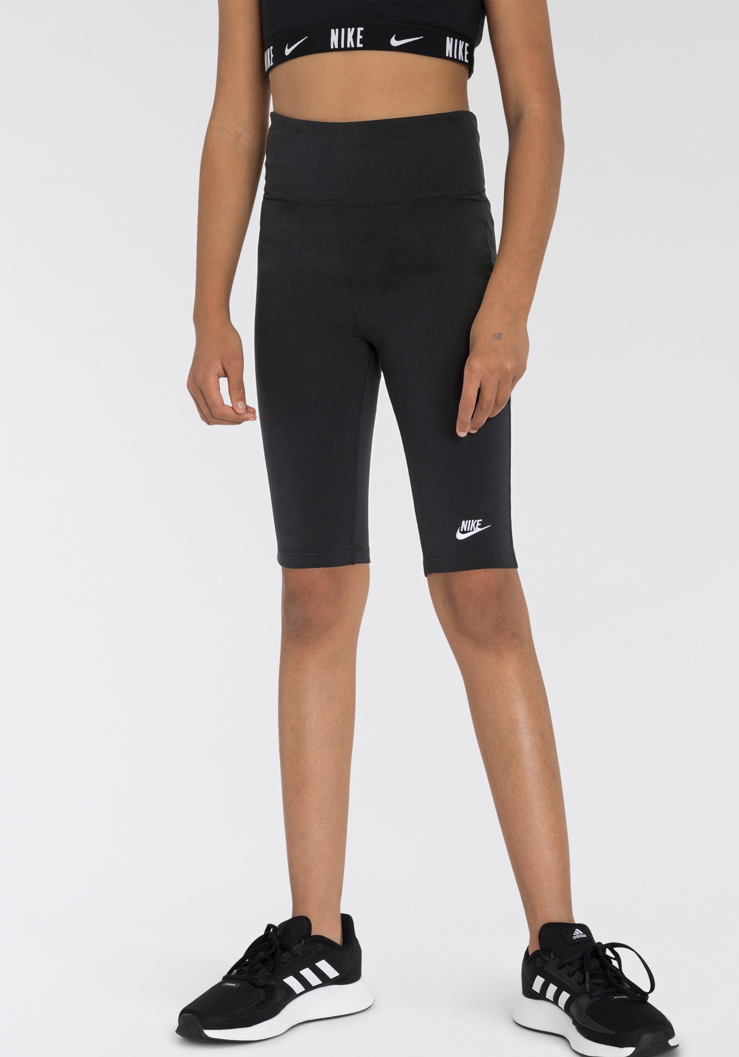 Nike Sportswear Shorts Big Kids' (Girls) High-Rise " Bike Shorts schwarz | Sportshorts