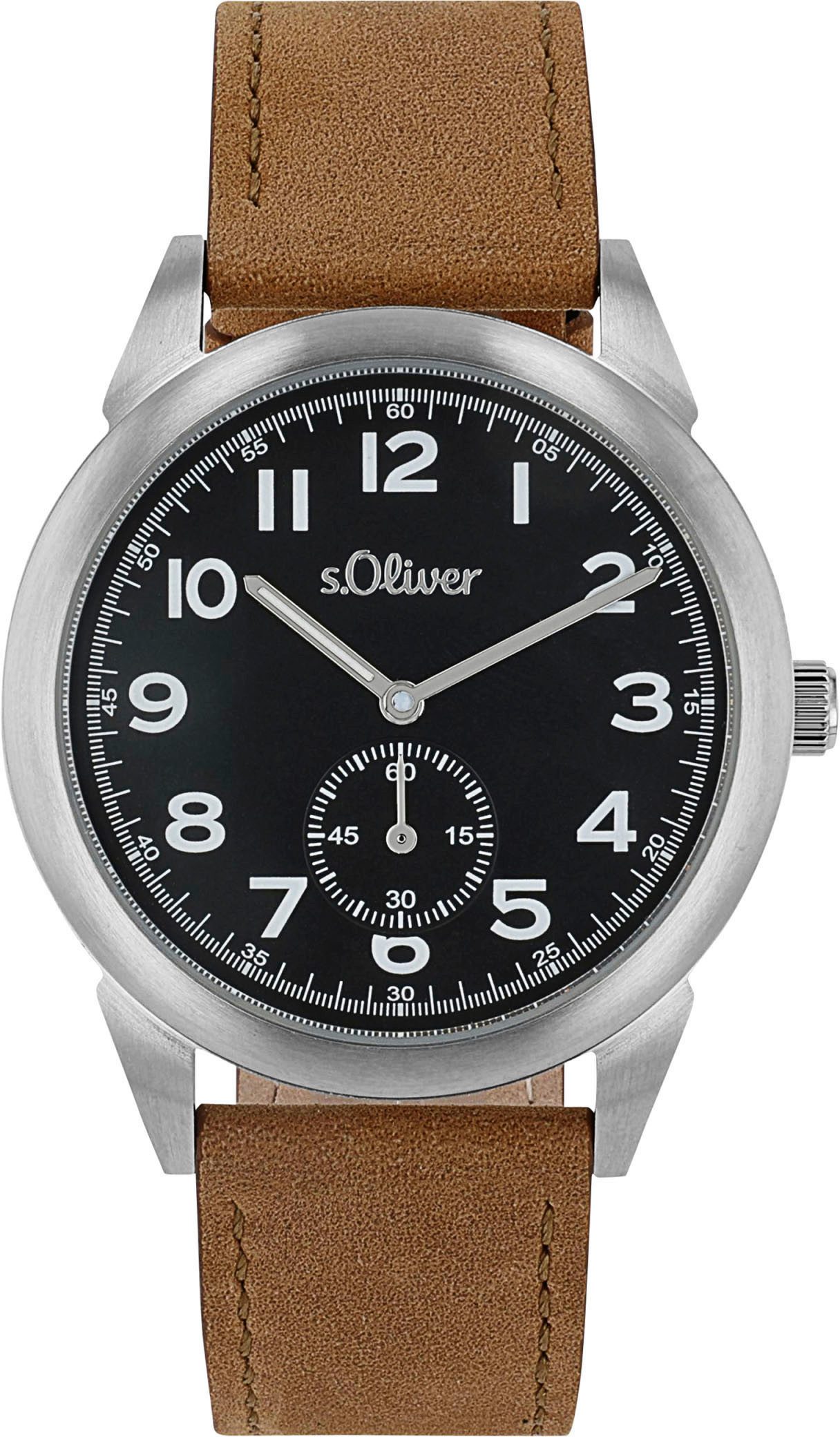 s.Oliver Quarzuhr 2039514, Armbanduhr, Herrenuhr, Lederarmband, analog günstig online kaufen