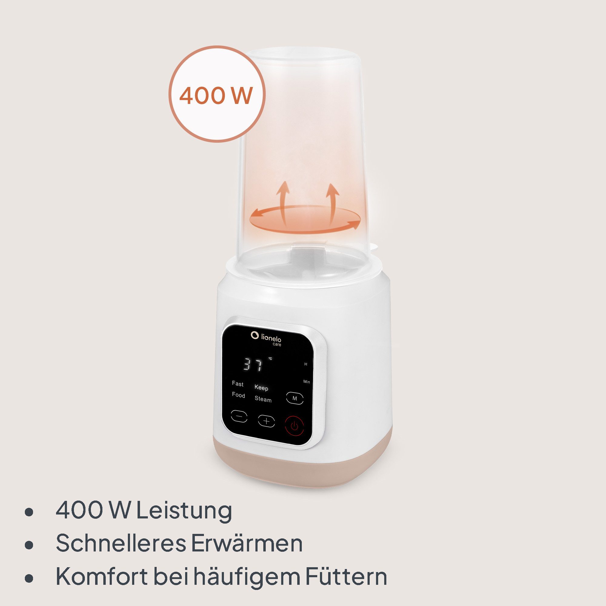 lionelo Babyflaschenwärmer THERMUP 3.0, 400W/6 Modi/Sterilisation 99,9%/35–100°C/24h Warmhalten