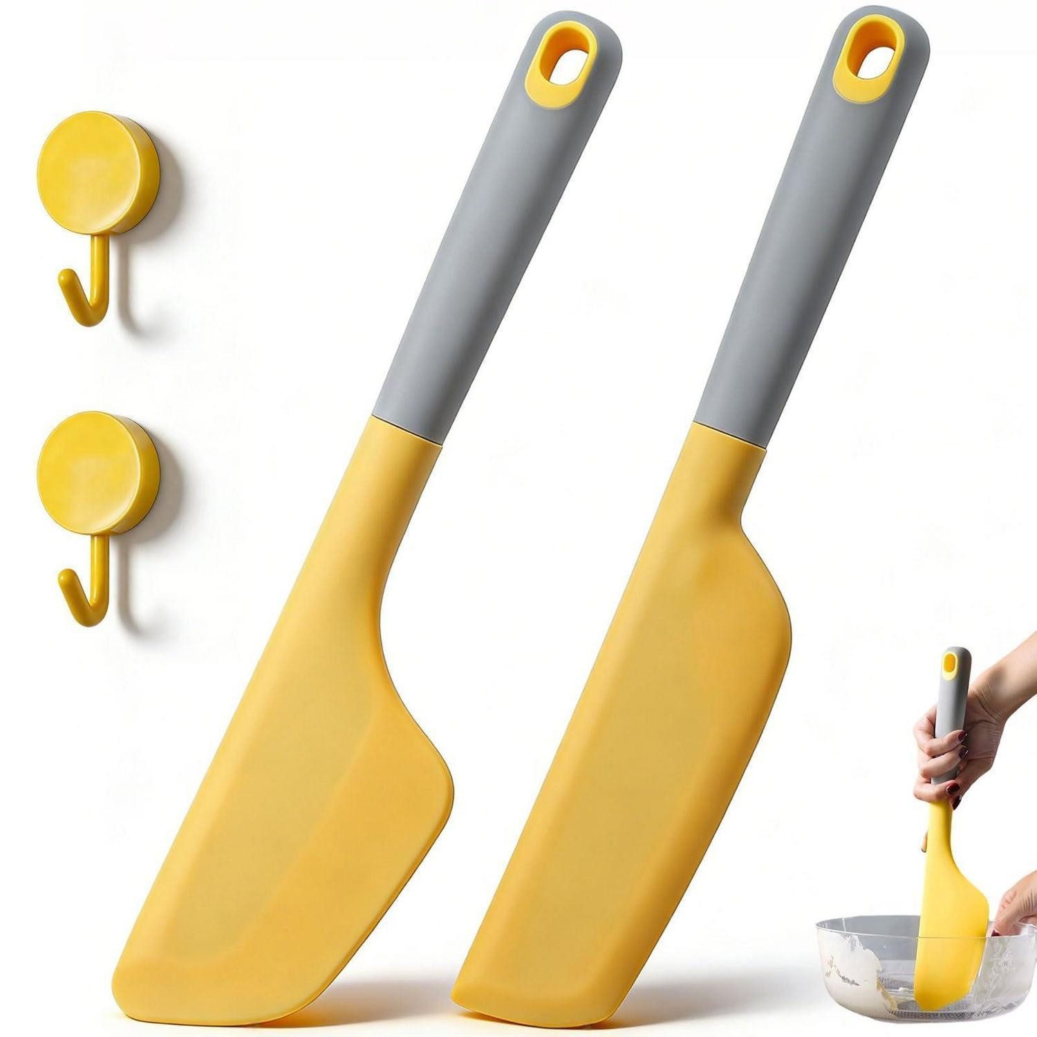 LuxusKollektion Küchenspachtel 2er Set Silikon Spatel Gelb