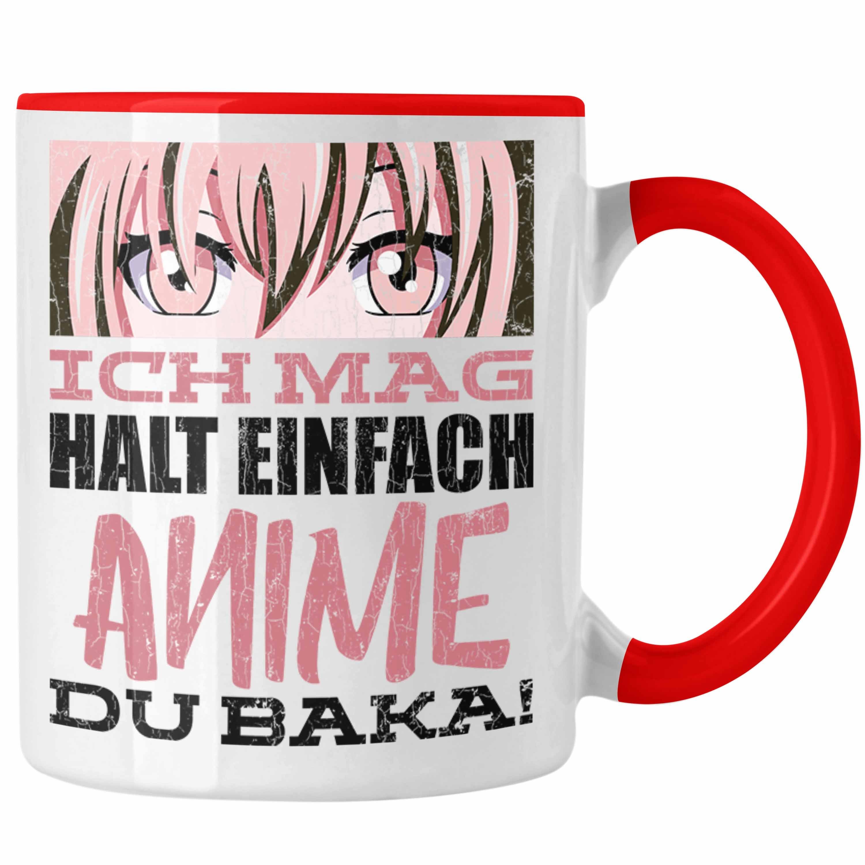 Trendation Tasse Trendation - Anime Tasse Geschenk Spruch Kaffeetasse Geschenke Deko Anme Fan Du Baka Rot