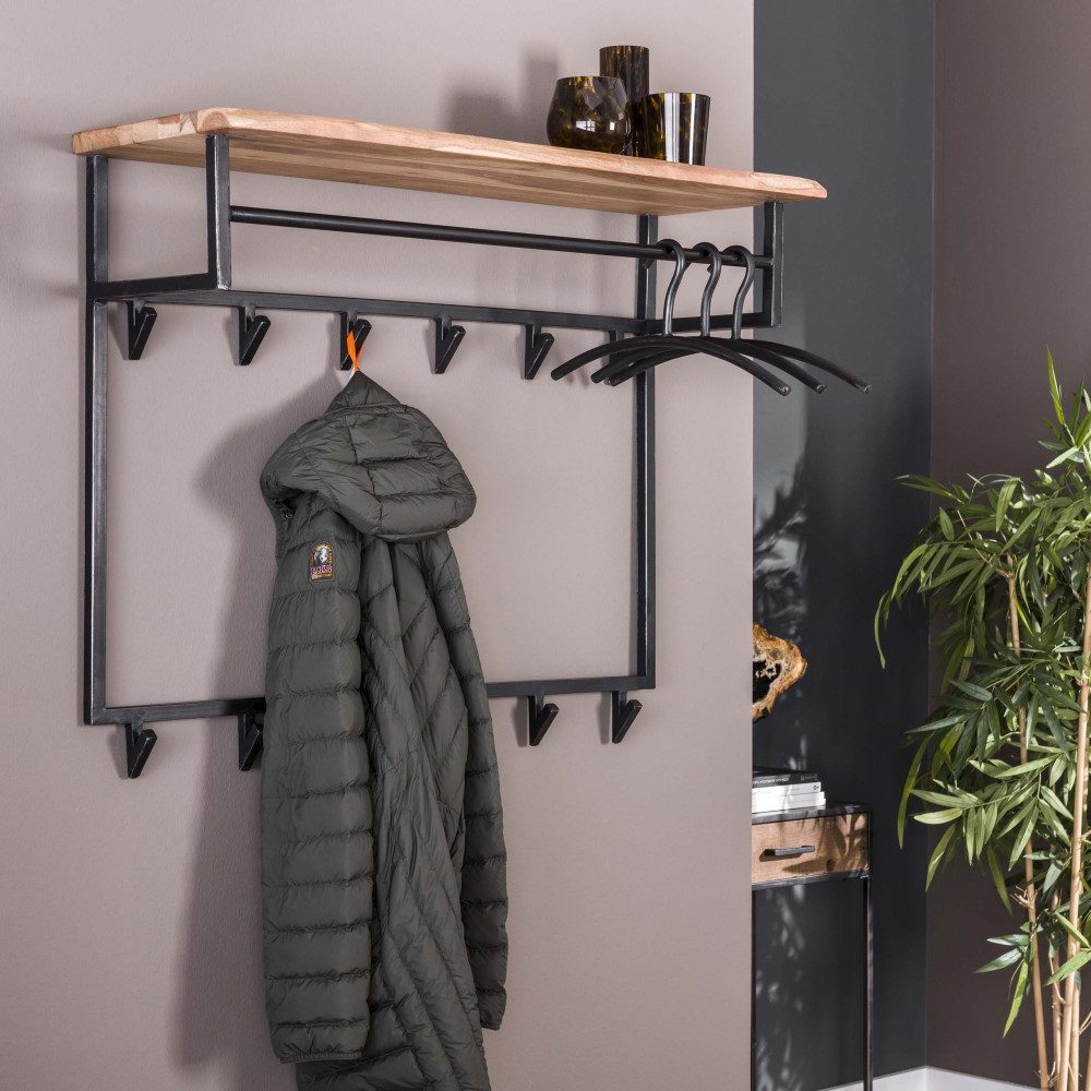 Hoyz Collection Garderobenständer Hoyz Garderobe Edge High – 12 Haken, Hutablage, Akazienholz