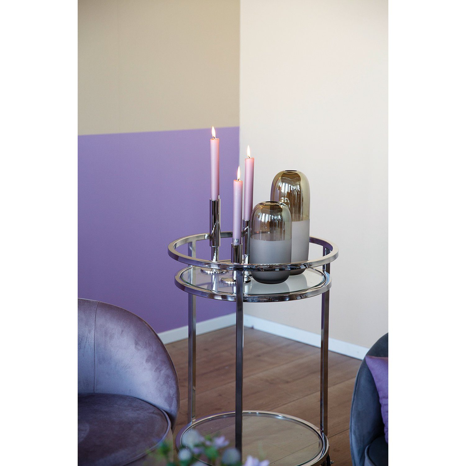 Fink Kerzenleuchter Leuchter RITMO - - H.23,7cm, vernickelt vernickelt - silberfarben Stahl