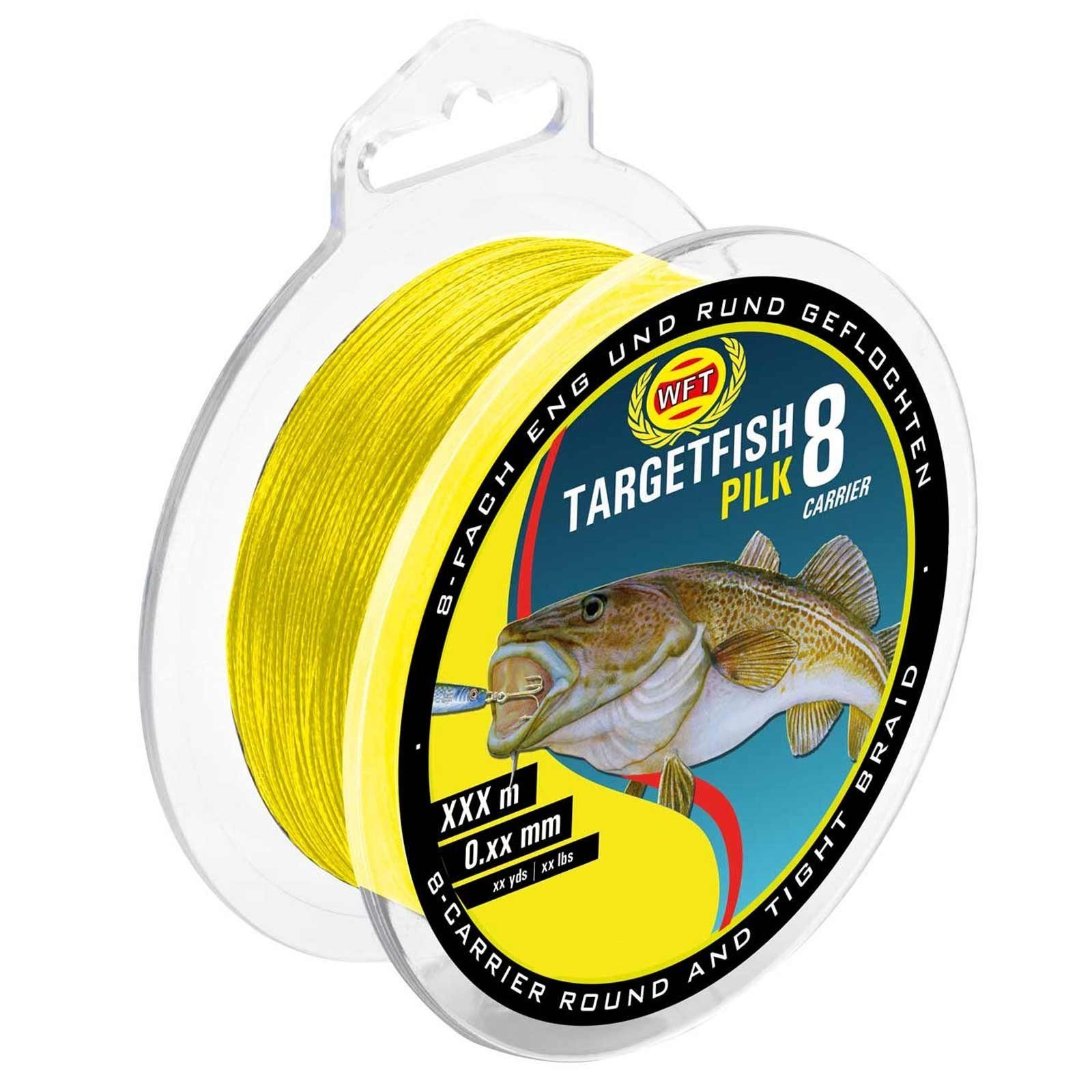 WFT Angelschnur, 220 m Länge, WFT Target Fish 8 Pilk yellow 220m 0,18mm geflochtene Schnur