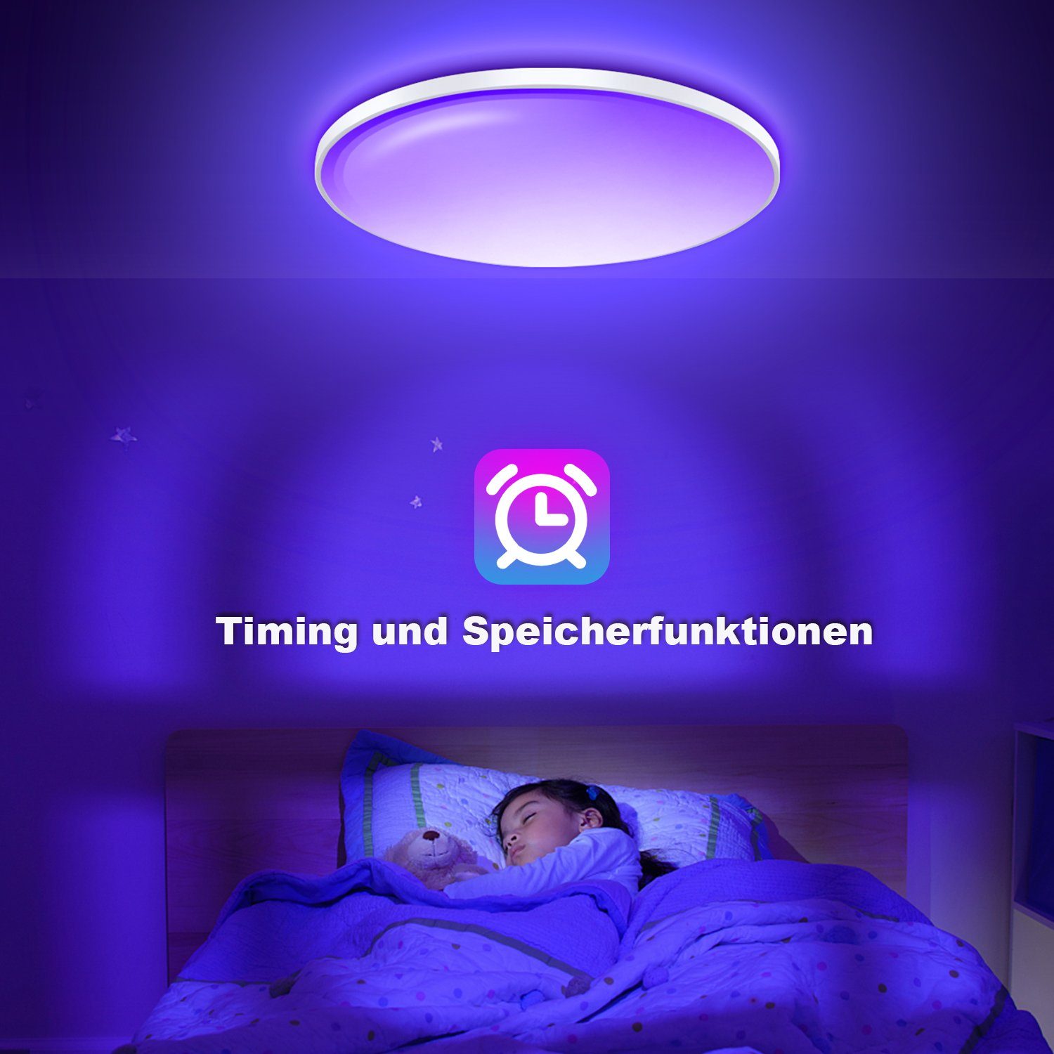 Gimisgu Fernbedienung Deckenleuchte Deckenleuchte mit RGB Wohnzimmer Deckenlampe LED 30W LED