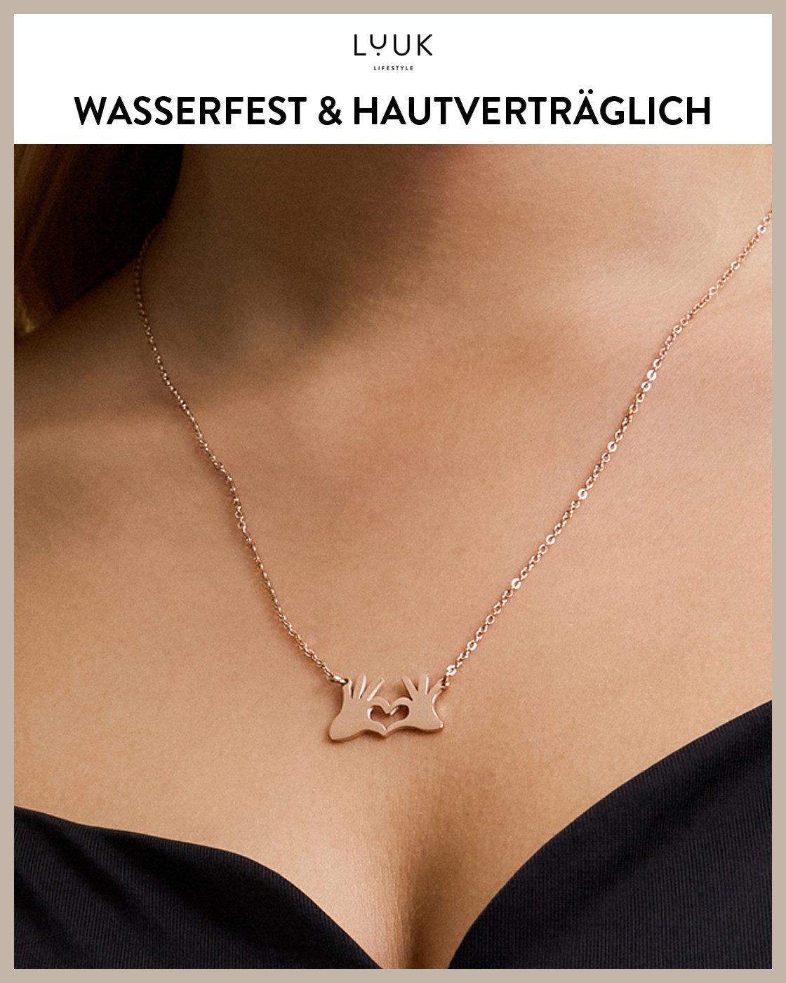 LUUK LIFESTYLE Kette mit Anhänger Herz Hände, Herz Halskette aus Edelstahl günstig online kaufen