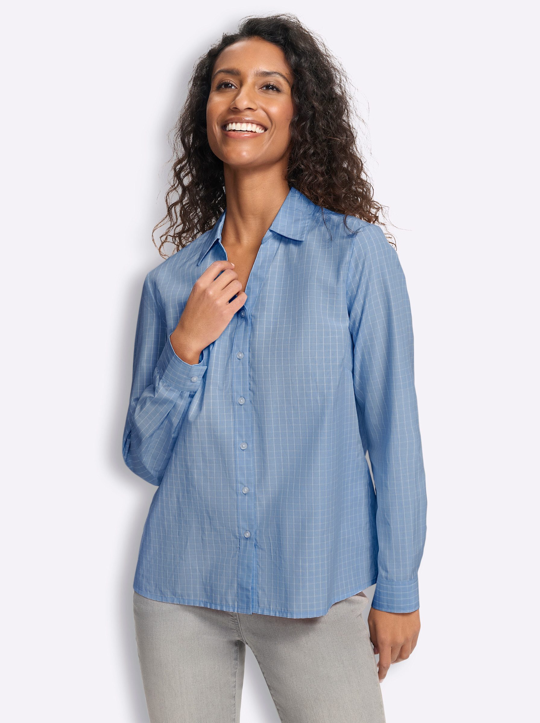 heine Klassische Bluse Karo-Bluse Langarm