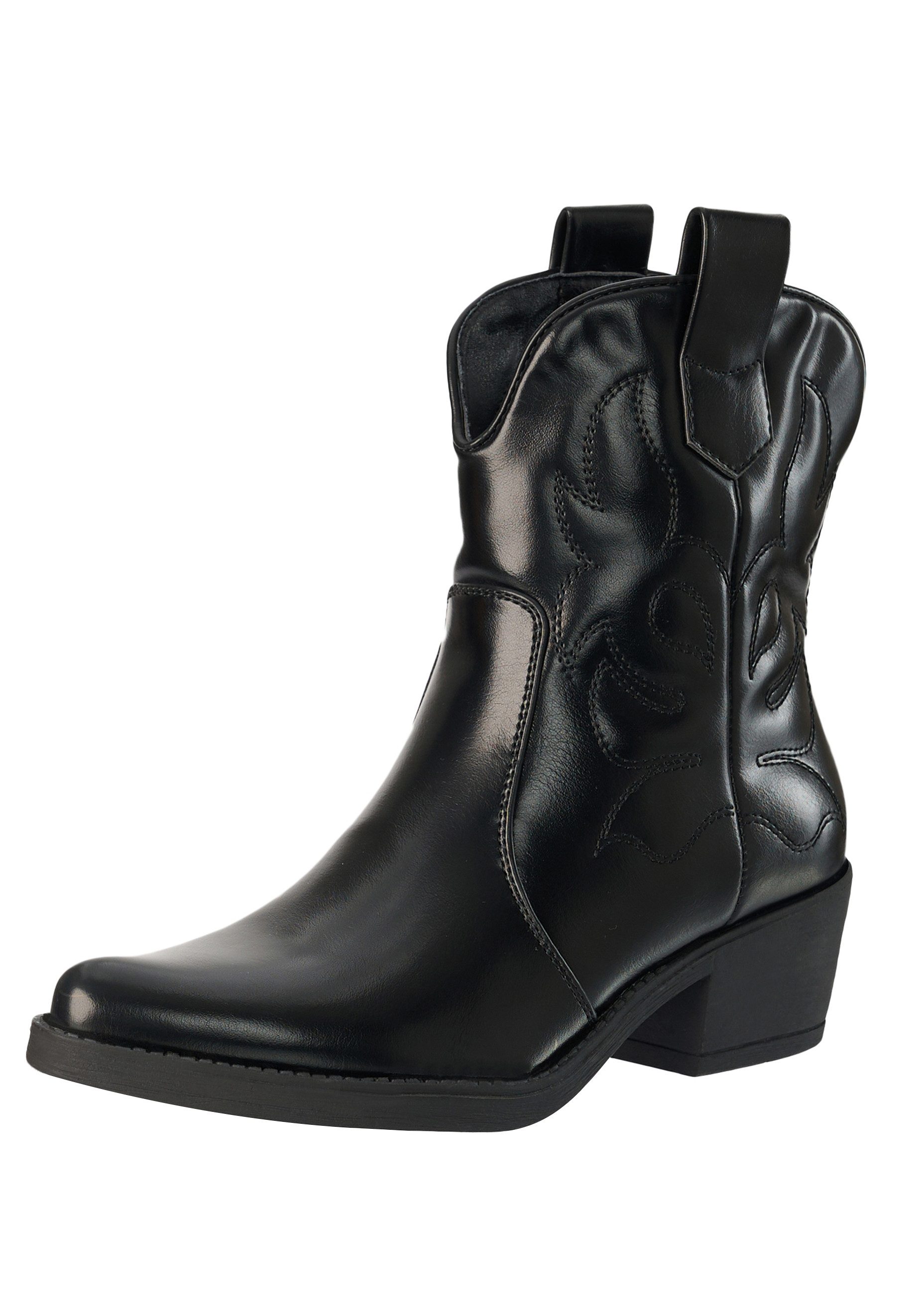 Salinyang Damen Western Cowboy Boots mit Ziernähten und Blockabsatz Stiefelette