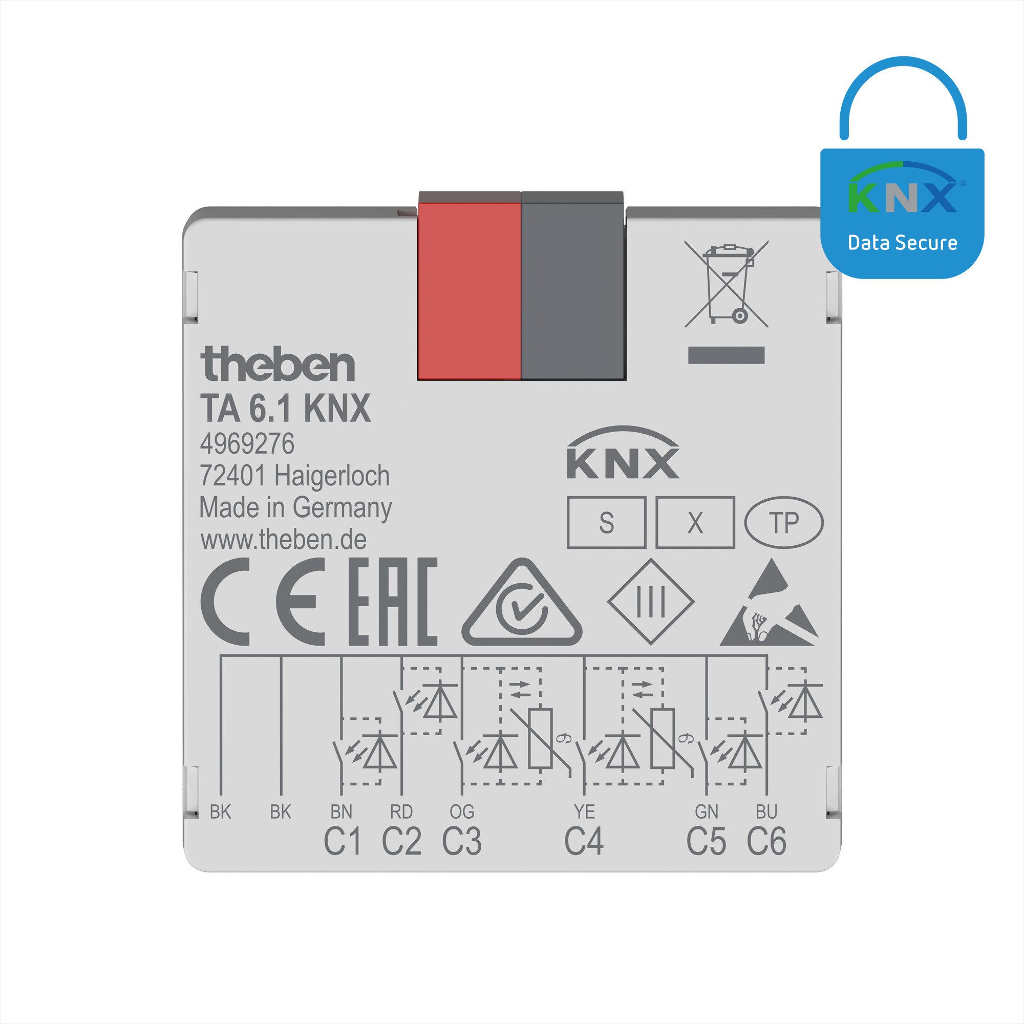 theben TA 6.1 KNX Smart-Home-Steuerelement, 6-fach Binäreingang, KNX TP, Data Secure, 2 NTC, bis 30m