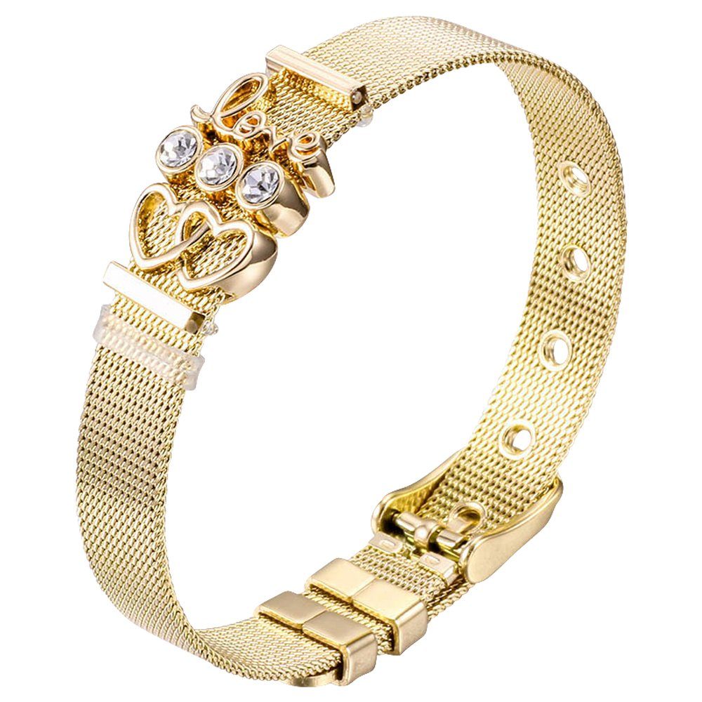und mit "Love" "Herzchen" Milanaise Heideman gold verschiedenen Armband Charms inkl. Geschenkverpackung), (Armband,
