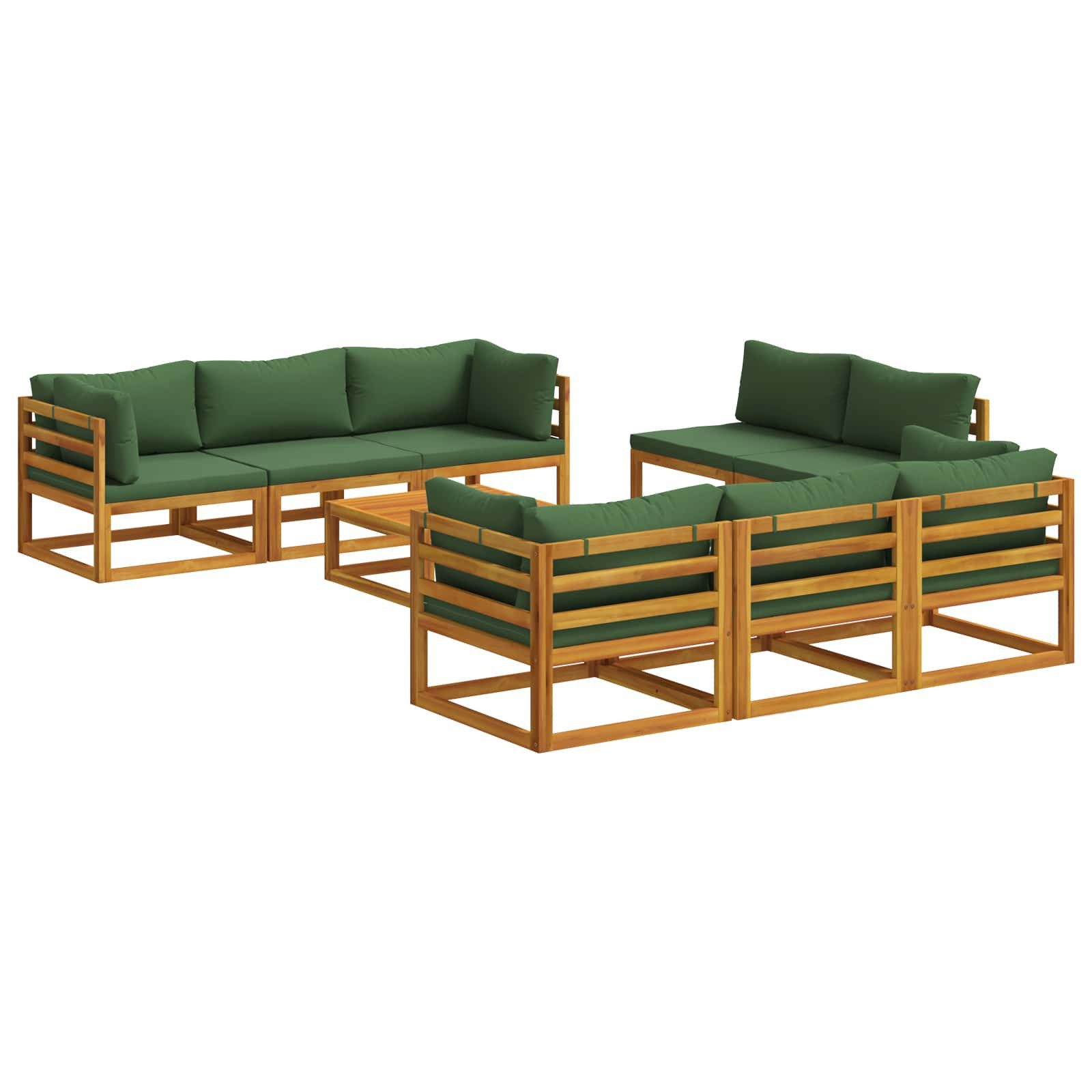vidaXL Gartenlounge-Set 9-teiliges Garten-Lounge-Set, modular Natur Massivholz