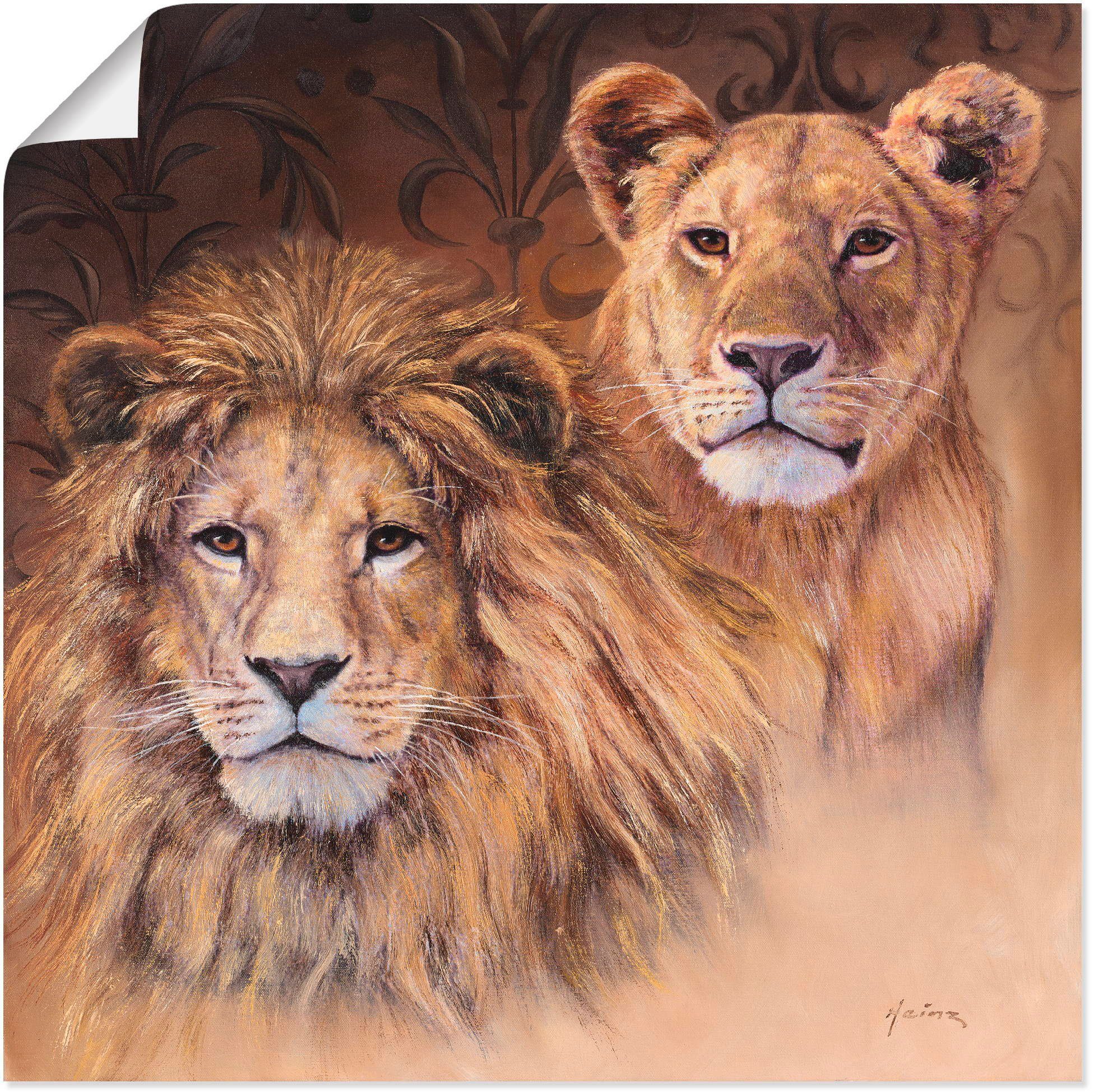in Wildtiere St), (1 versch. Löwen, Poster Alubild, Artland Wandaufkleber als oder Leinwandbild, Größen Wandbild