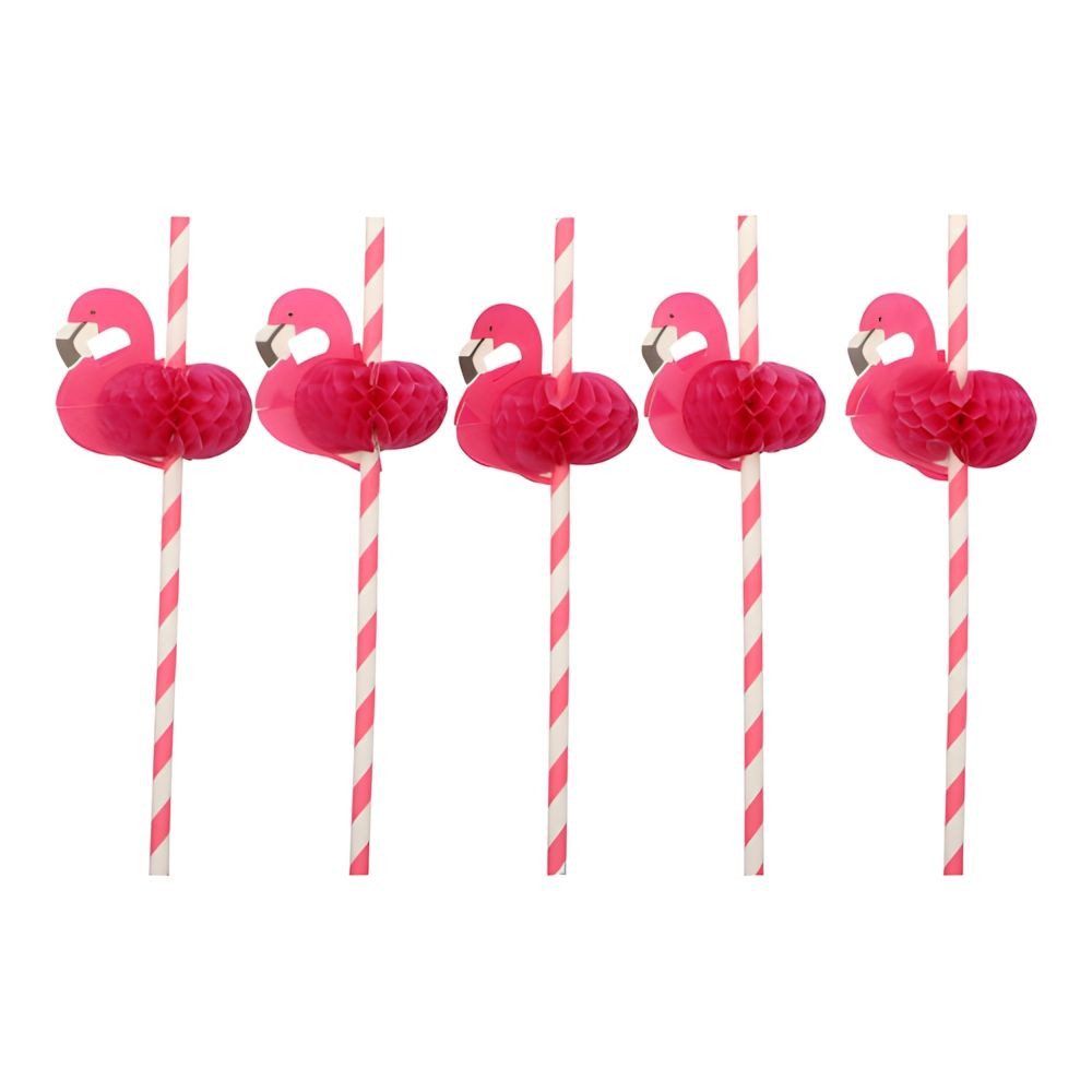 PAPSTAR Trinkhalme Trinkhalme, Papier Ø 6 mm, 20 cm pink Flamingo 50 Stk
