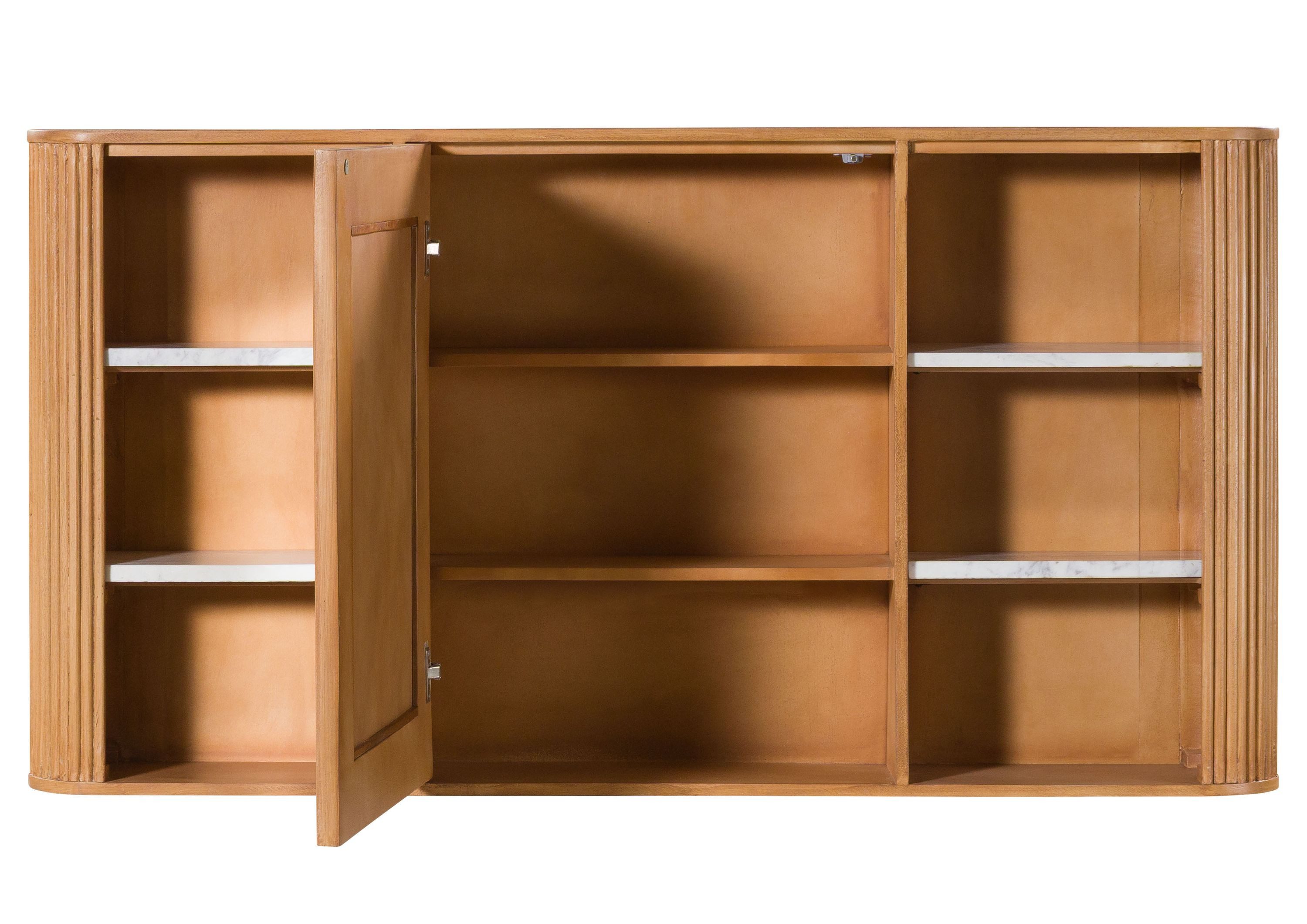 Massivmoebel24 Spiegel (1-St., Mango 145x20x75 natur lackiert / Marmor weiß BARCELONA #546), Mango 145x20x75 natur lackiert / Marmor weiß BARCELONA #546