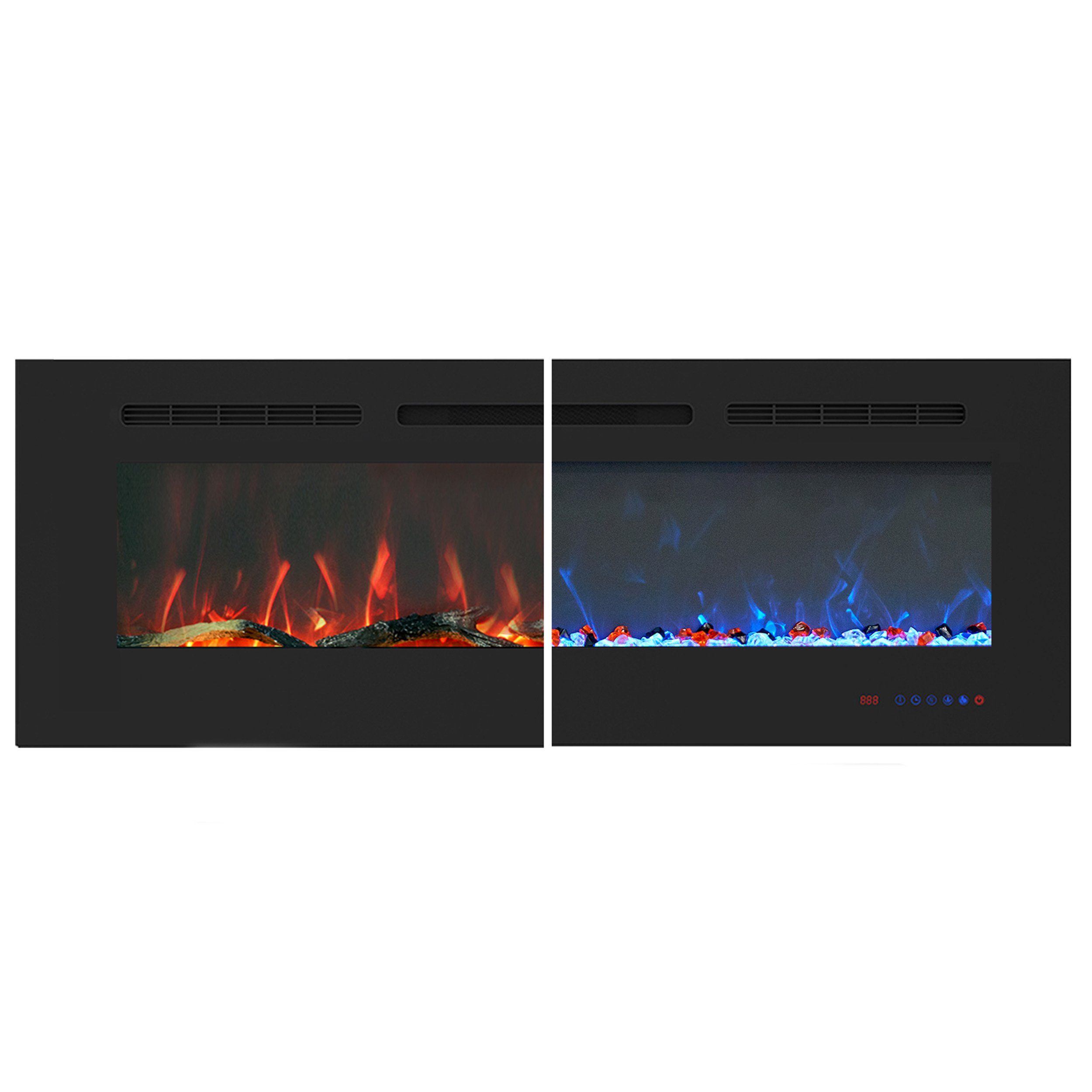 Kaminlicht Elektrokamin Joi 42 Elektrokamin Wandkamin elektrisch mit Heizung, Einbaukamin, Elektrischer Kamin mit Fernbedienung, Timer, 3D Flammenspiel, LED Feuer