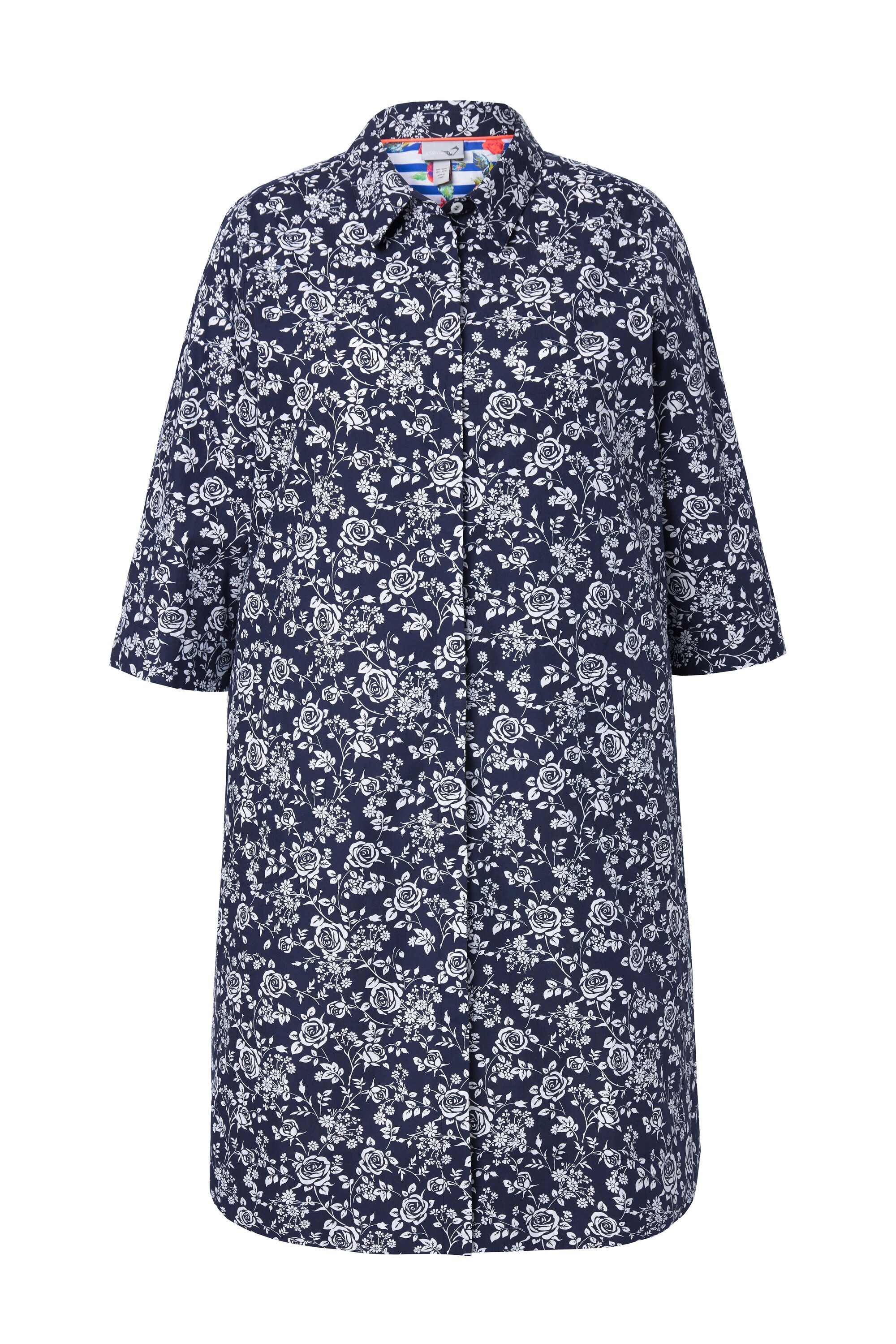 Ulla Popken Midikleid Hemdblusenkleid A-Linie Hemdkragen günstig online kaufen