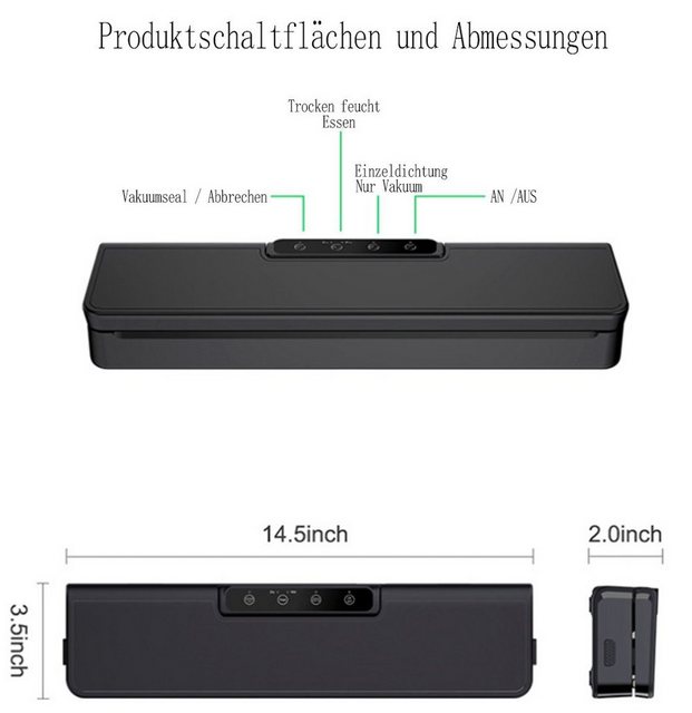 GelldG Vakuumierer Vakuumiergerät, Vakuumierer für Lebensmittel, Folienschweißgerät 30cm