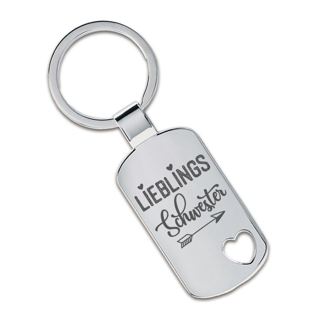 Lieblingsmensch Schlüsselanhänger Lieblings - Schwester - ein tolles Geschenk & Glücksbringer (Schlüsselanhänger mit Gravur, inklusive Schlüsselring), Robuste und filigrane Lasergravur