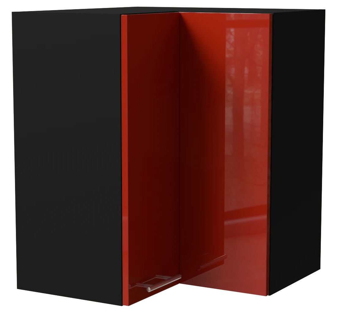 Feldmann-Wohnen Eckschrank Brerra (W12/60, 2-türig, 2 Einlegeböden, 1-St., moderne Optik, lackierte Fronten, 60x60x72cm) schwarz / RAL 3002 karminrot Hochglanz