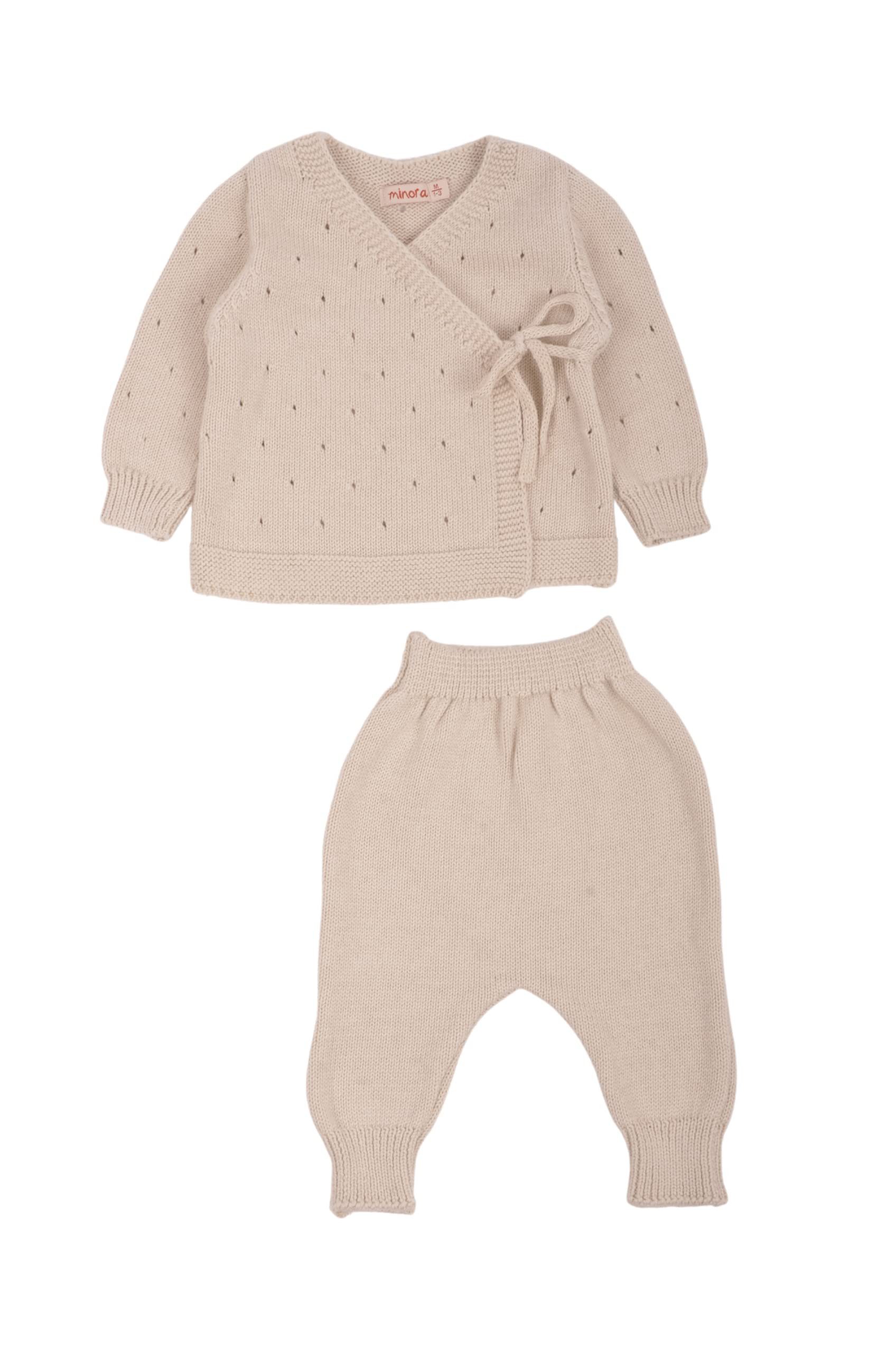 Minora Strickkleid Minora Baby Kleidungs Double-Set- Hose und Pullover