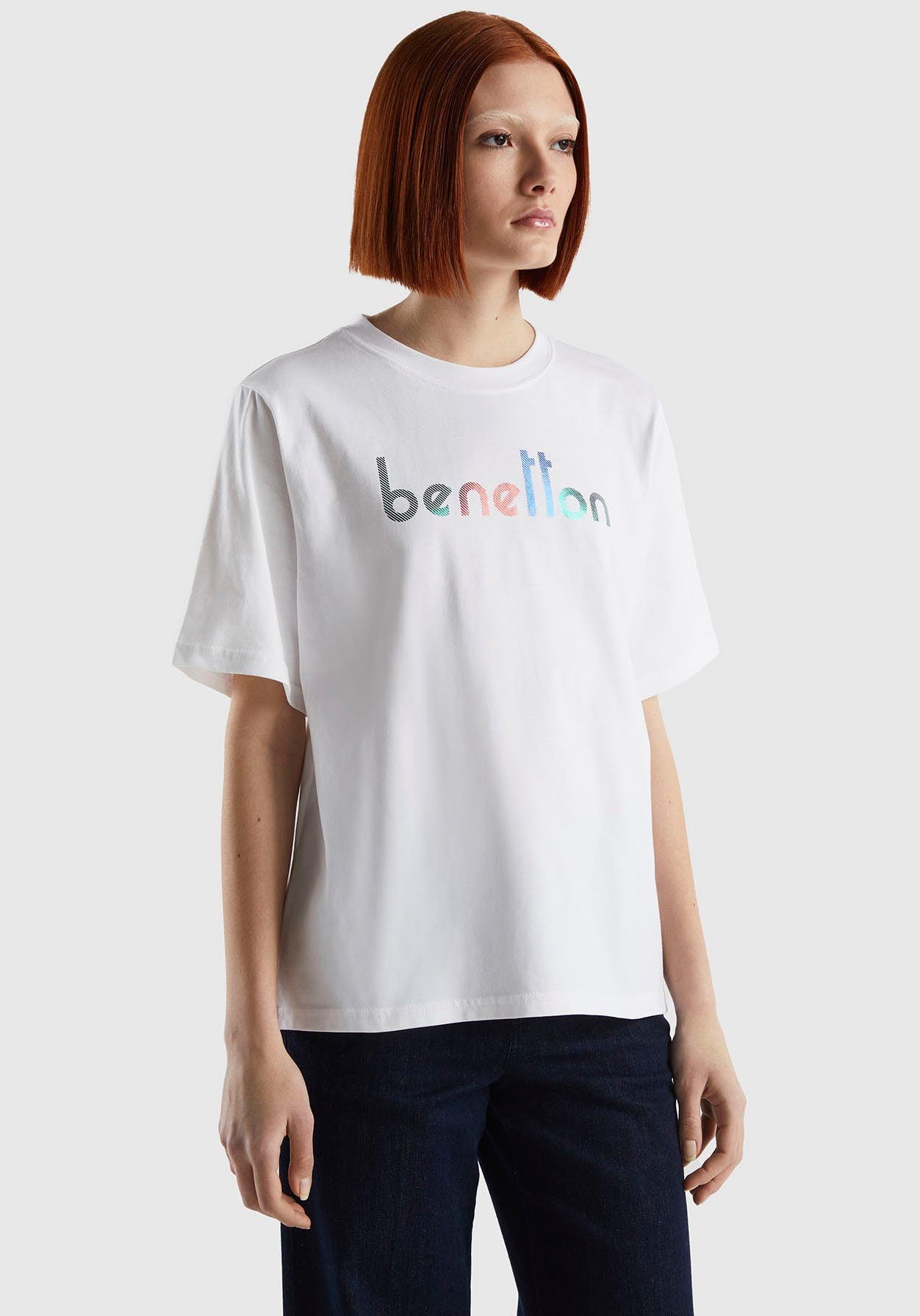 Colors weiß of Logodruck Benetton United Brust mit der auf T-Shirt