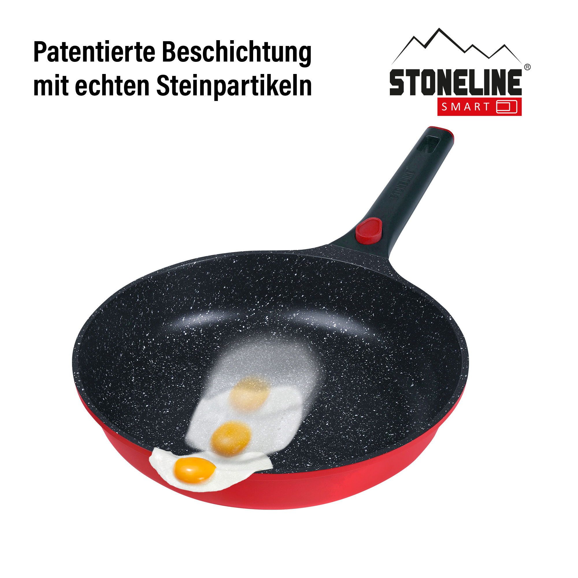 STONELINE Bratpfanne Imagination PLUS 28 cm, rot, abnehmbarer Griff, Induktion, Aluminium (1-tlg)