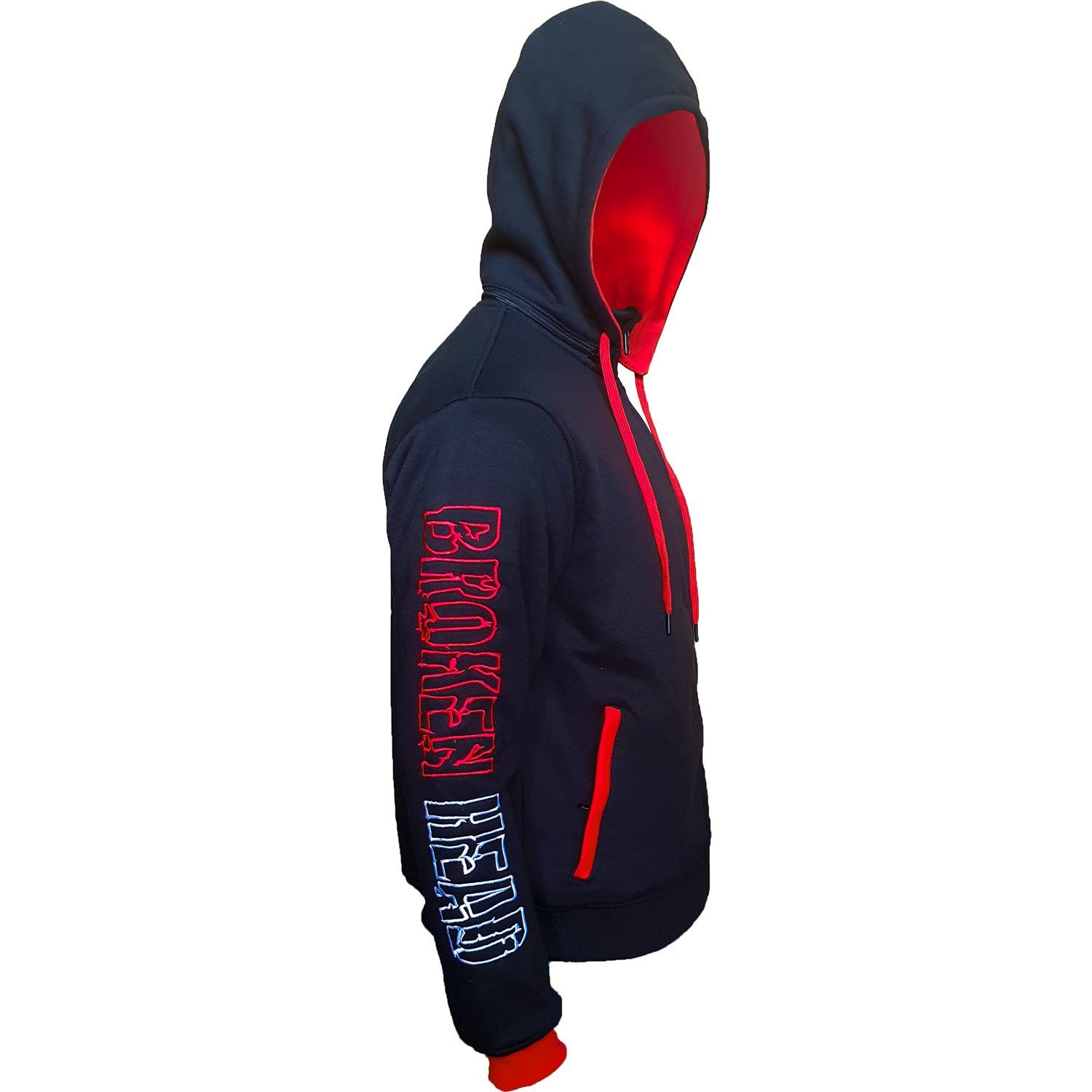 Broken Head Kapuzensweatjacke Made2Rebel Rot Hoodie günstig online kaufen