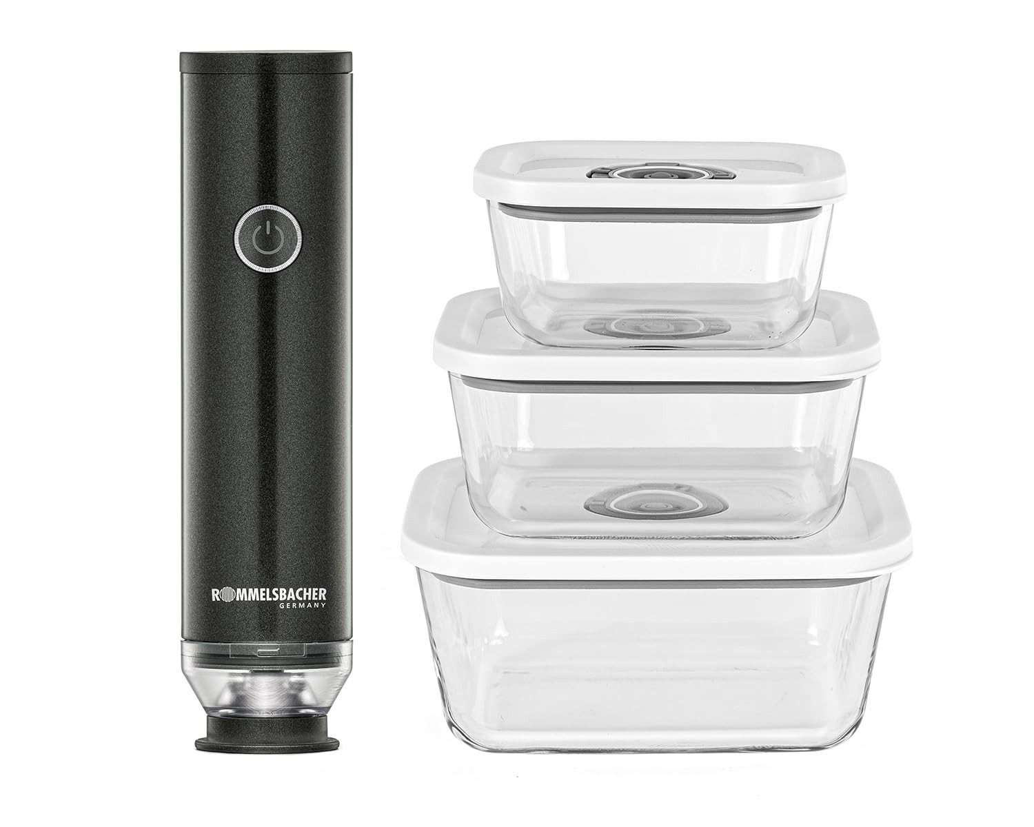 Rommelsbacher Fritteuse, Wiederaufladbarer Hand Vakuumierer mit Glasbehältern