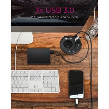 ICY BOX USB-Verteiler IB-HUB1430-CR, Multiport, Tisch Hub, USB 3.0, Type A, Type C, Kartenleser, USB Hub