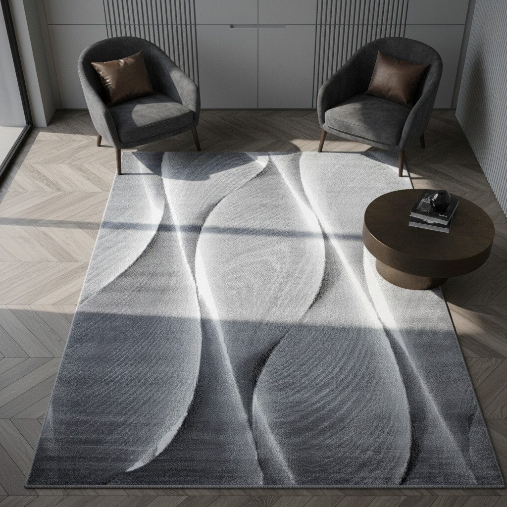 KADIMA DESIGN Teppich DRAU Wohnzimmer Schlafzimmer Waschbar Wohnzimmerteppich Esszimmer, Läufer, Höhe: 14 mm, Schwarz, 80x150 cm, Strapazierfähig Fußbodenheizung Waschbar