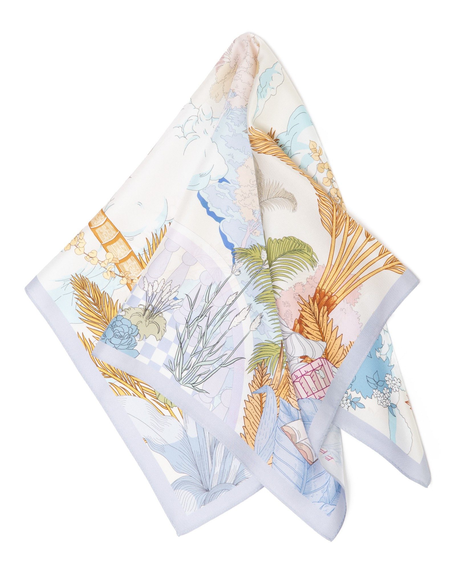 MayTree Seidentuch Premium Twill-Seide quadratisch 64x64cm, Sky Garden flie günstig online kaufen