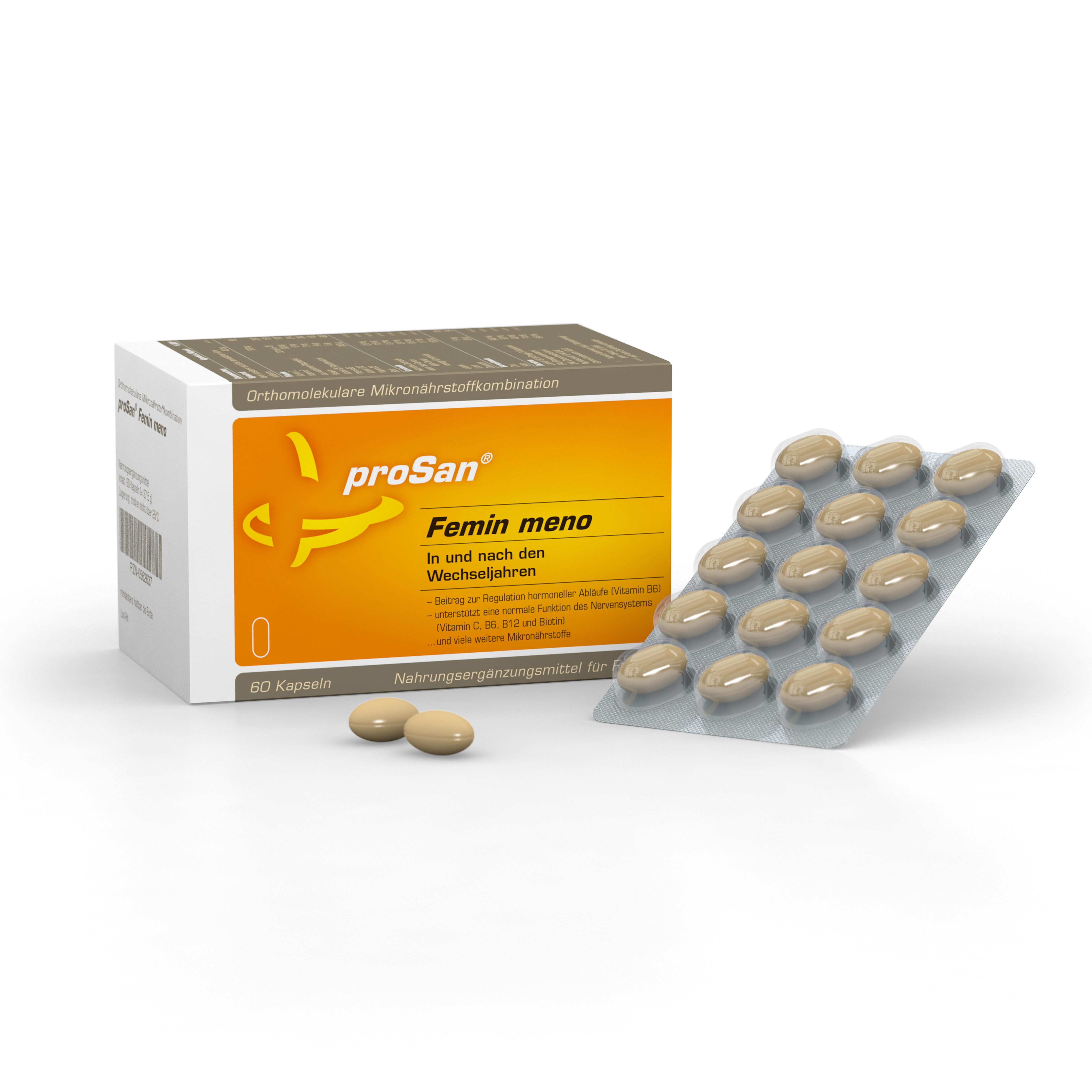 proSan Femin meno, für die Wechseljahre natürlich, pflanzlich & hormonfrei, Kapseln, 60 St., 38 g