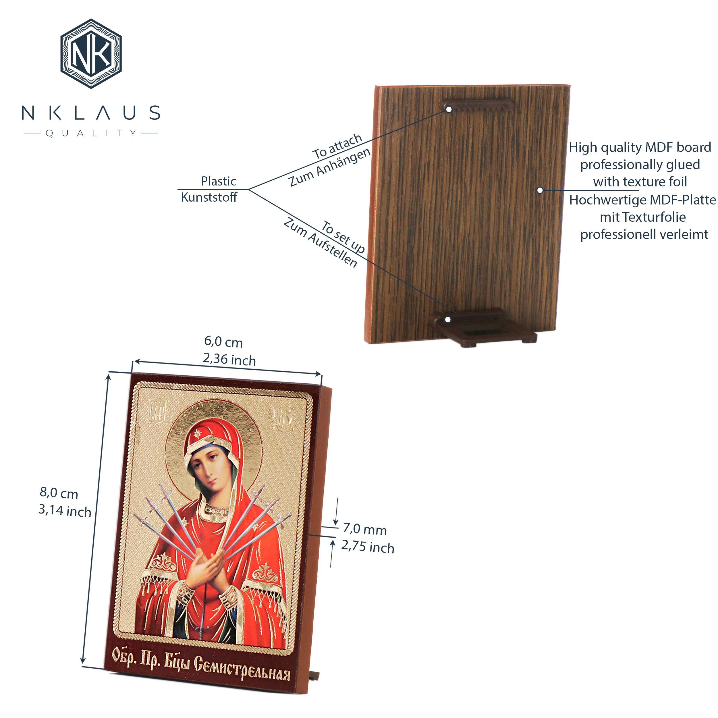 NKlaus Bild Ikone Siebenpfeilige Mäßigung Der Bösen Herzen Holz 8 X 6 Икона günstig online kaufen