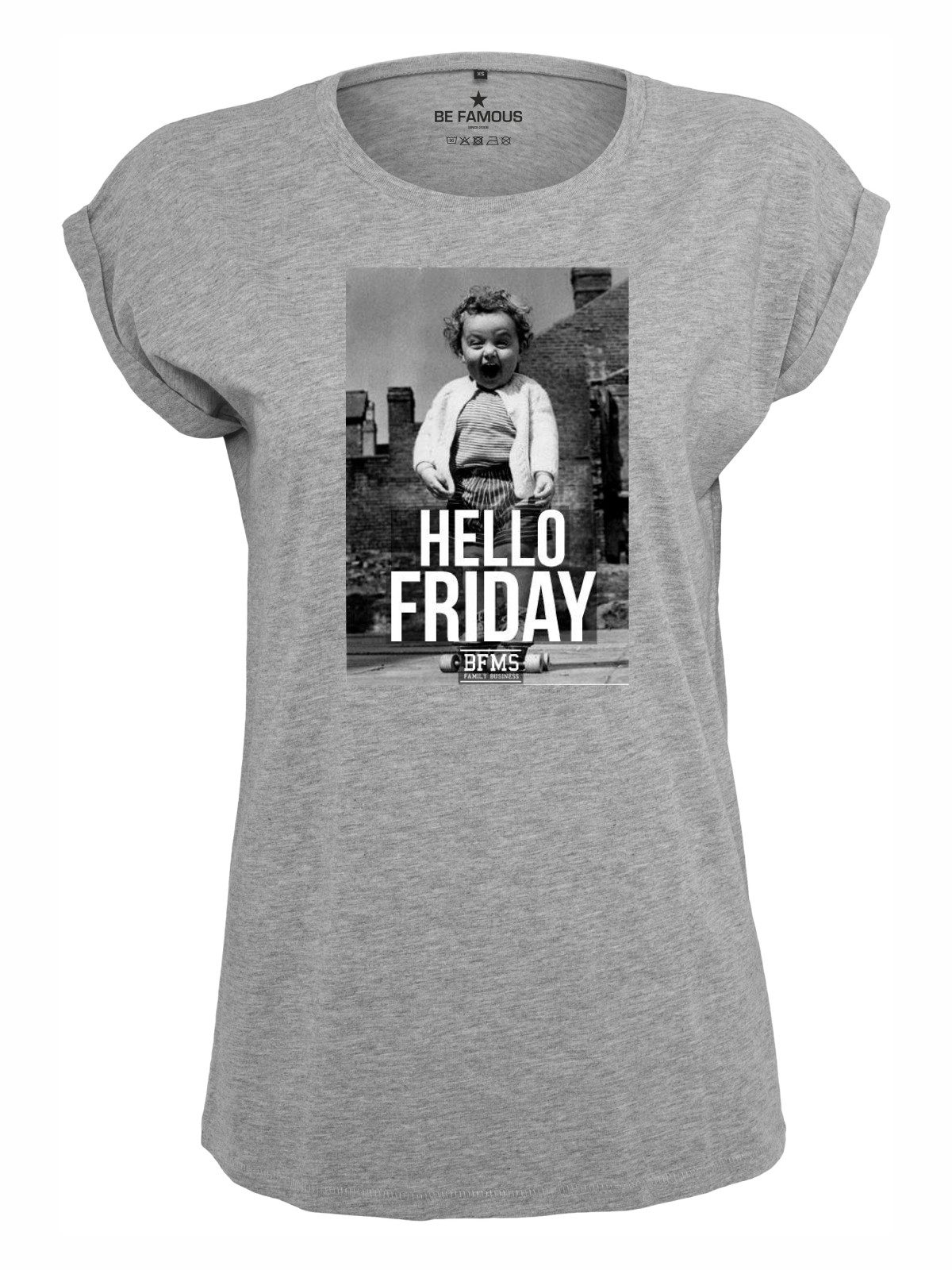 Be Famous Print-Shirt Classic Roll Up Hellofri (1-tlg., keine)