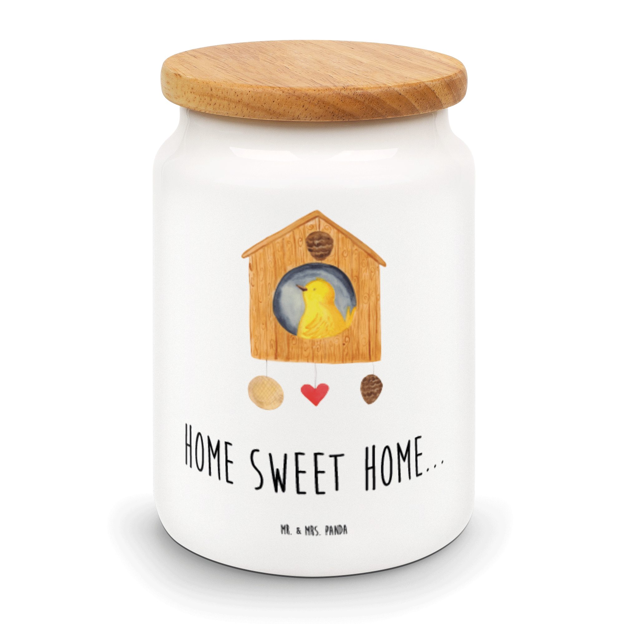 Mr. & Mrs. Panda Vorratsdose Vogelhaus sweet Home - Weiß - Geschenk, Gute Laune, Vorratsbehälter, Keramik, (1-tlg)