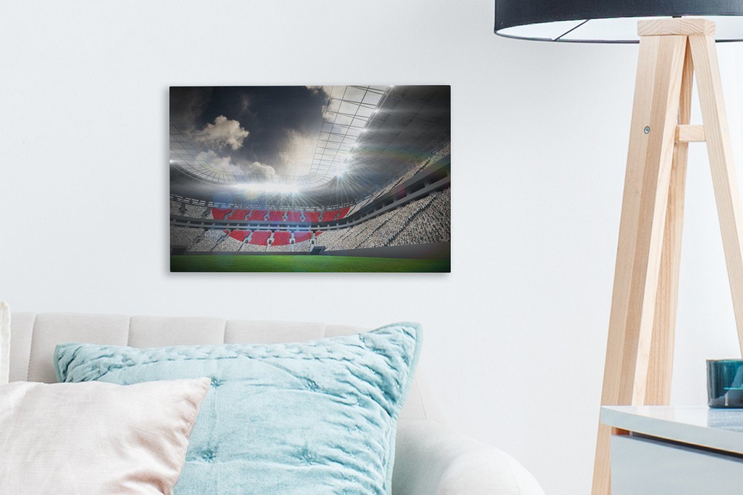 30x20 den cm Illustration Leinwandbild Wanddeko, unter Fußballstadions St), Wandbild eines Aufhängefertig, Eine Wolken, OneMillionCanvasses® (1 Leinwandbilder,