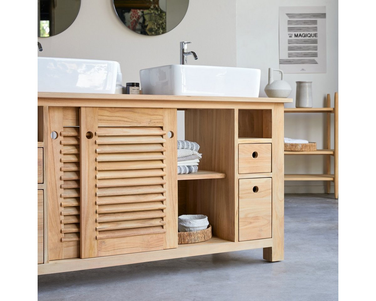 Thumbnail - Tikamoon Waschtisch Coline Badunterschrank aus Teak 145