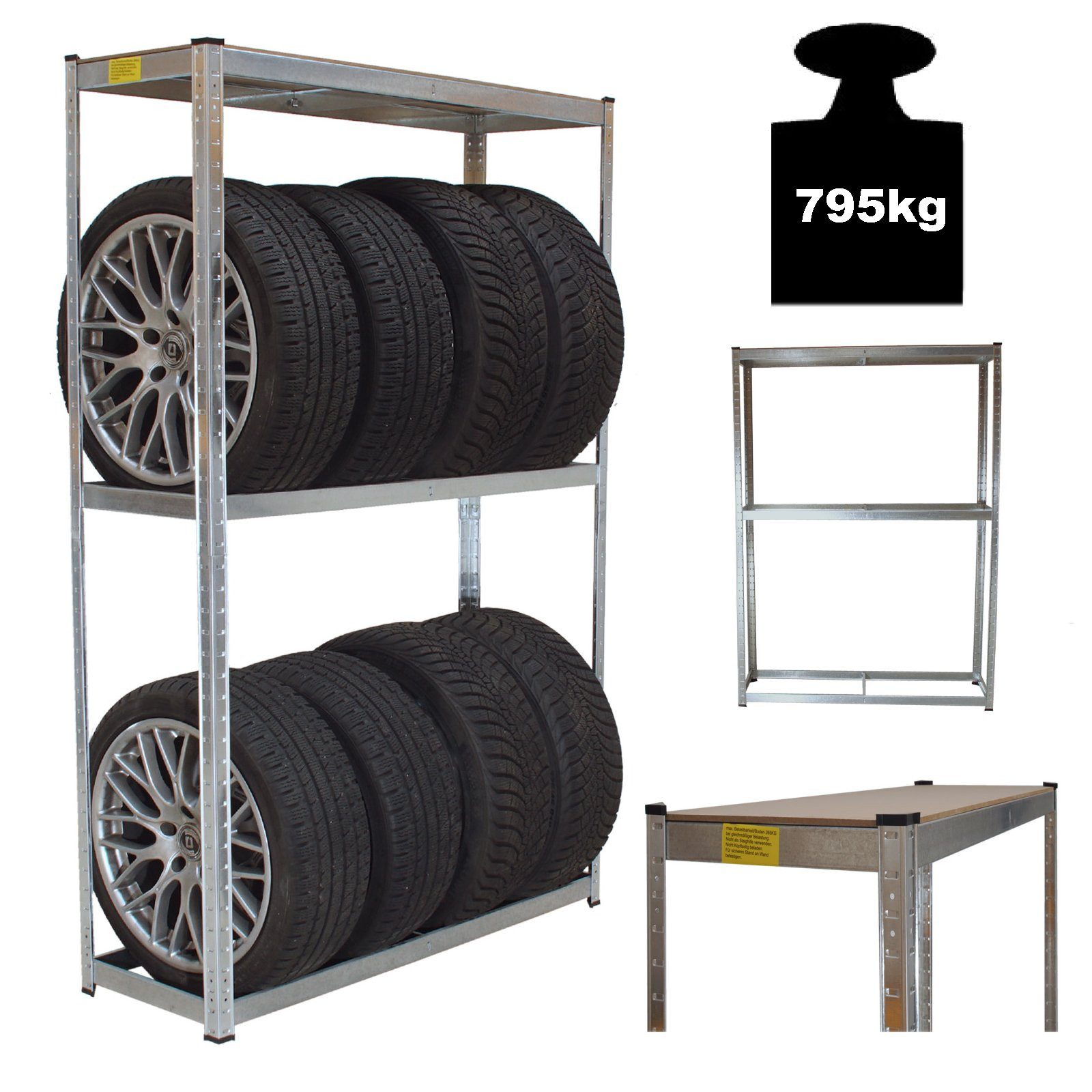 TRUTZHOLM Steckregal Reifenregal für 8 Räder 180x120x40 cm 795 kg Reifenstä günstig online kaufen