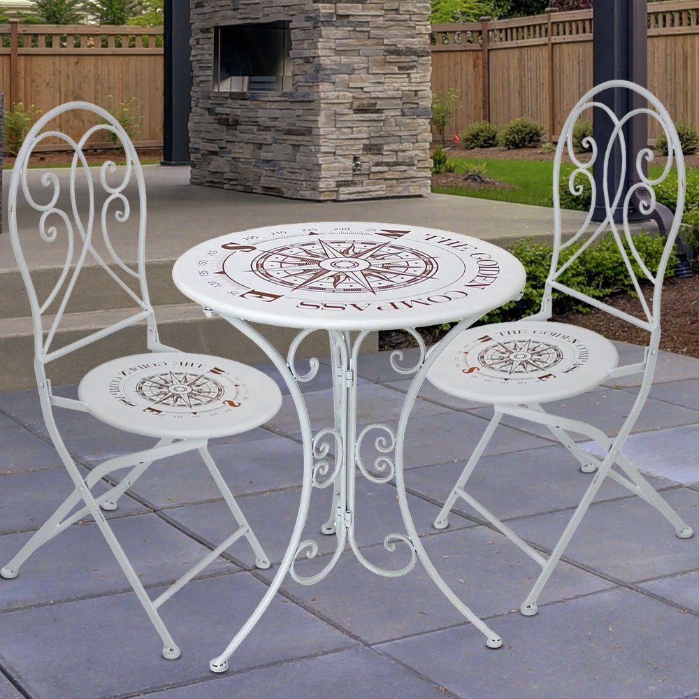 Gartentisch, Balkonmöbel Tisch 2 Stühle Gartenmöbel Set Metall