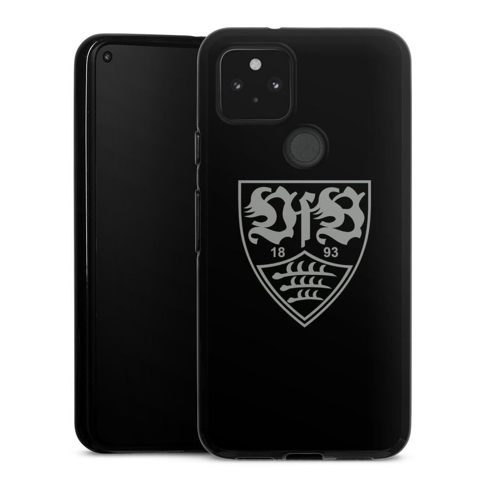 DeinDesign Handyhülle Offizielles Lizenzprodukt VfB Stuttgart Logo VfB Stuttgart schwarz, Google Pixel 5 Silikon Hülle Bumper Case Handy Schutzhülle