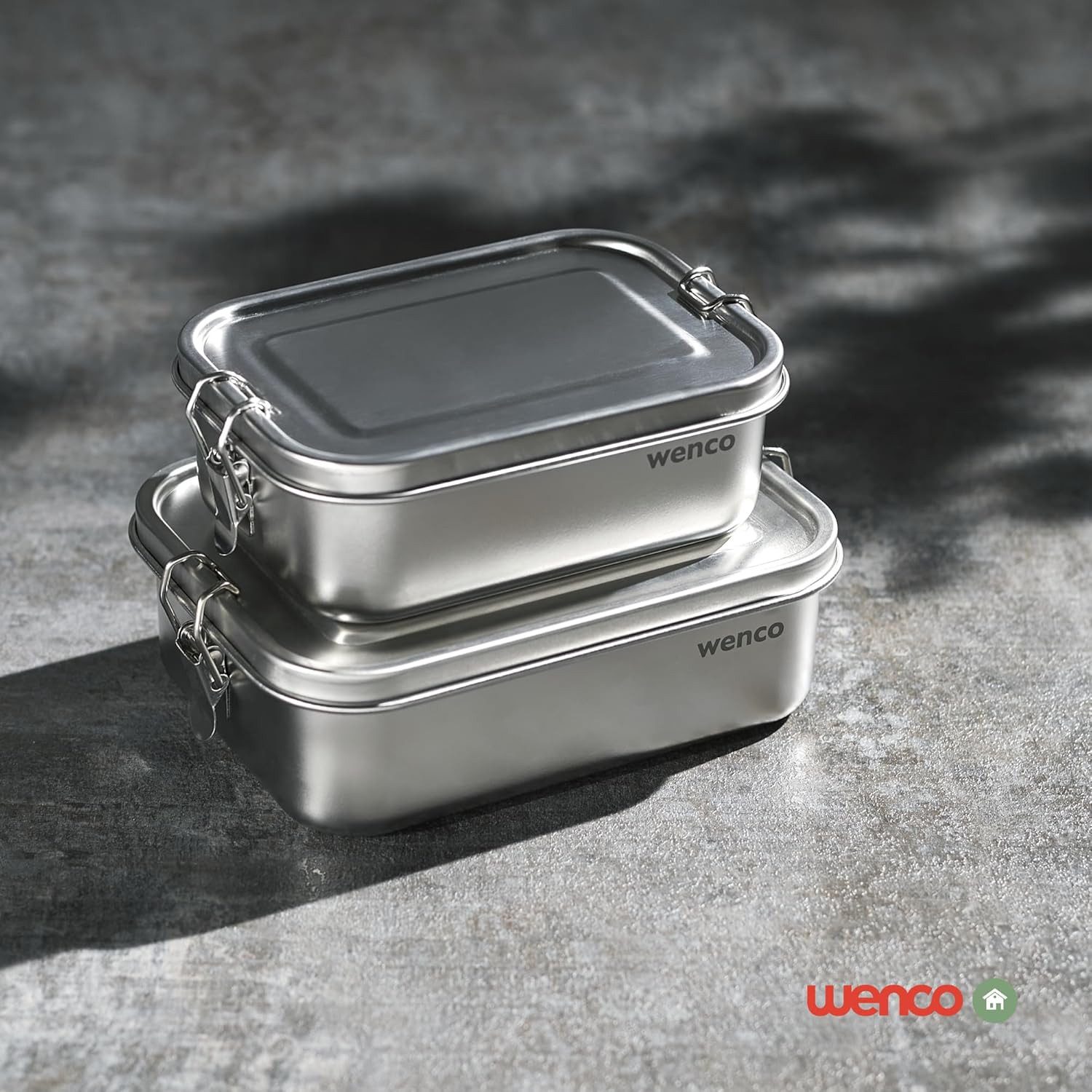 Wenco Lunchbox 650 ml, 2-fach unterteilt, Brotdose Edelstahl Auslaufsicher BPA frei, (1-tlg., 15 x 11,3 x 5 cm), Ideal als Bento- Dose für das Mittagessen oder Snacks