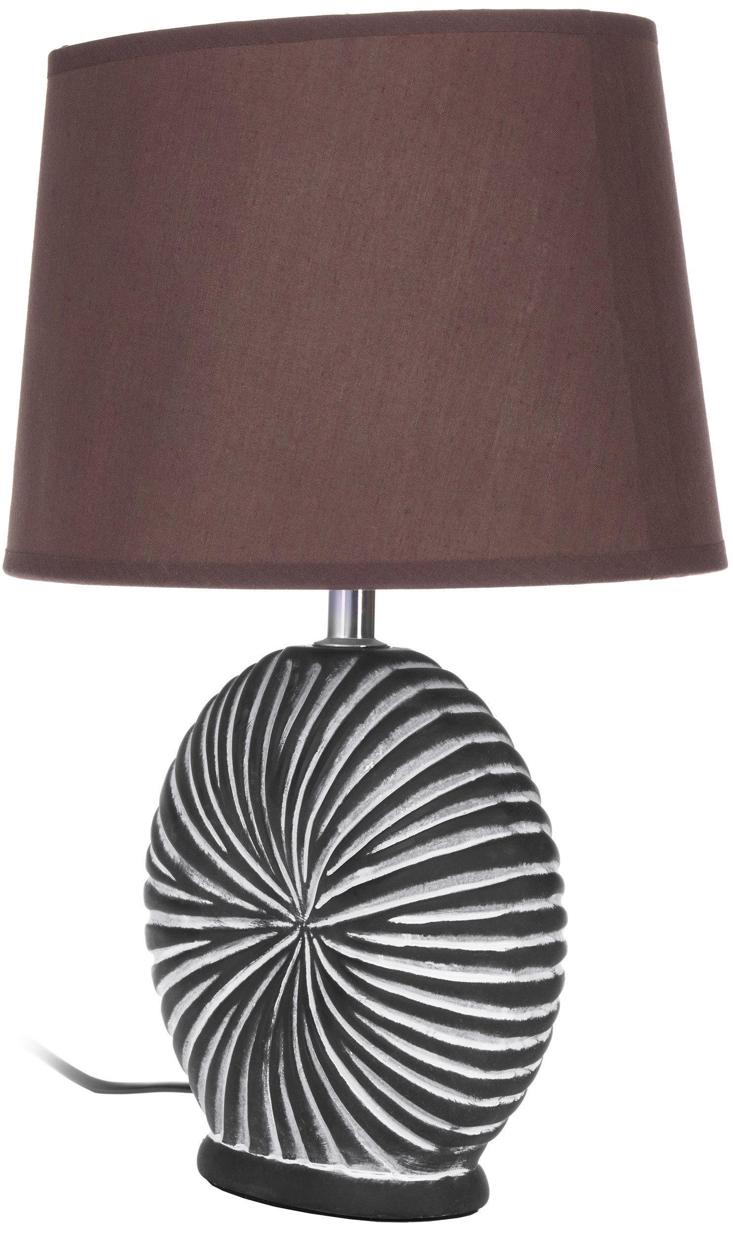 modern 36 Tischlampe und Stoffschirm Keramikfuß Nachttischlampe Höhe Braun, ohne Organic - BRUBAKER - Leuchtmittel, cm