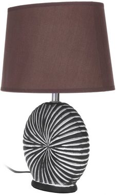 BRUBAKER Nachttischlampe Tischlampe Organic Braun, ohne Leuchtmittel, Keramikfuß und Stoffschirm - Höhe 36 cm - modern