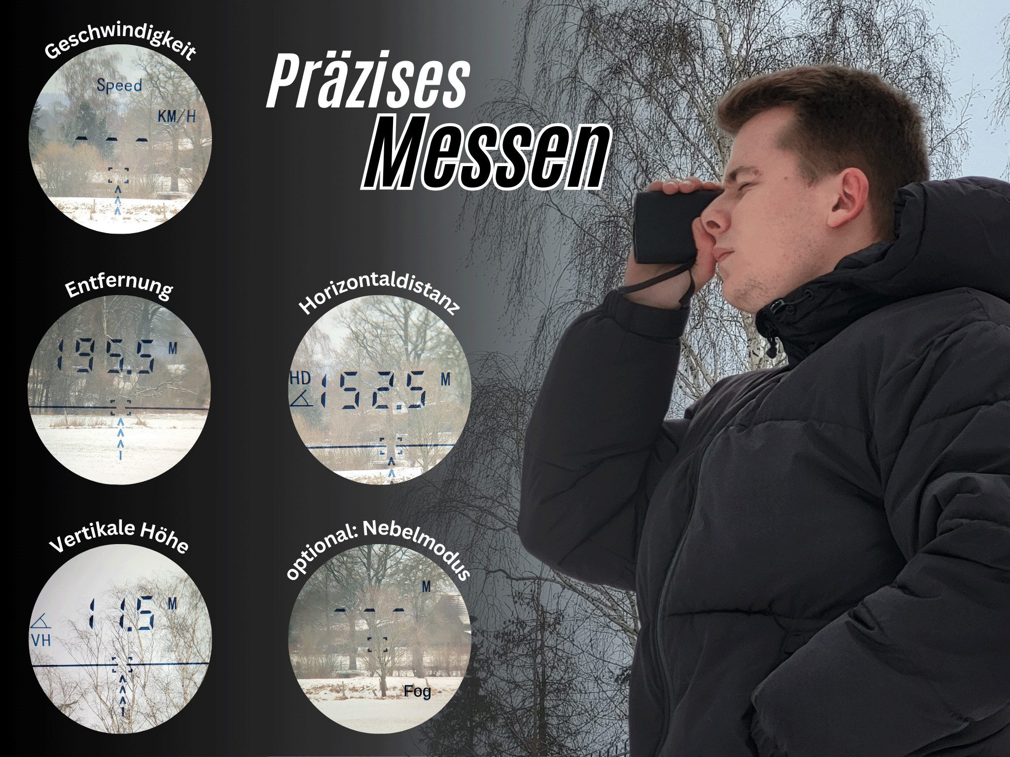 Berger & Schröter Entfernungsmesser Laser-Entfernungsmesser PRO X7 1000m, induktive Ladestation