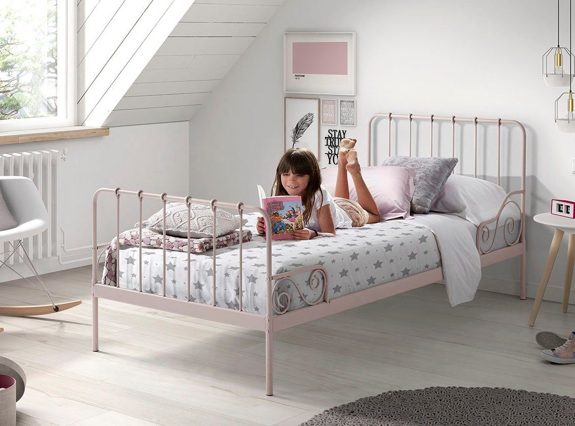 Vipack Jugendbett Alice, Metallbett, mit Lattenrost Rosa