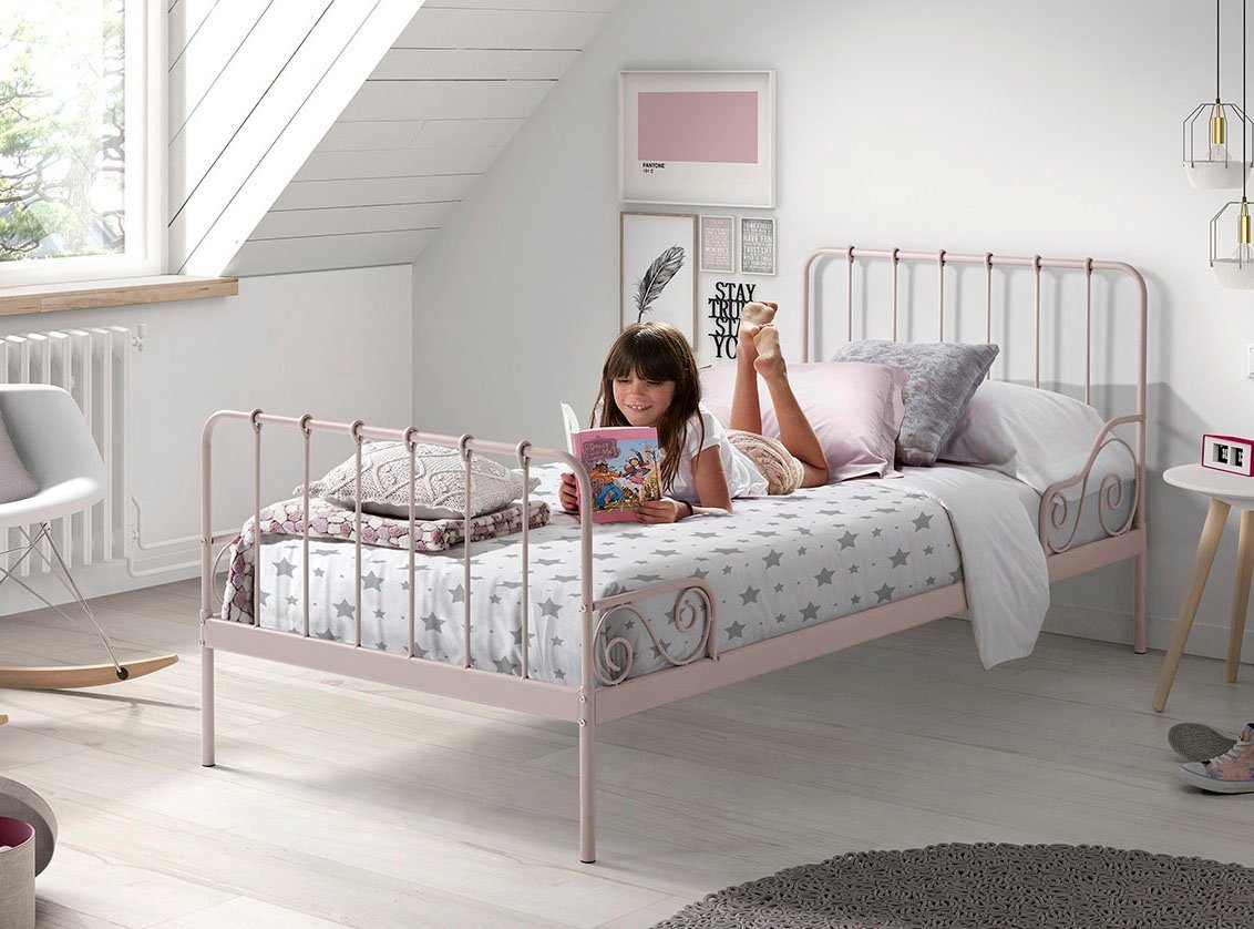 Vipack Jugendbett Alice, Bettgestell Metall, pulverbeschichtet, in zeitlosem Design (B/H/T ca. 205x89,5x94,5cm, zwei Farben zur Auswahl), Metallbett inkl. Lattenrost, stabil und standfest